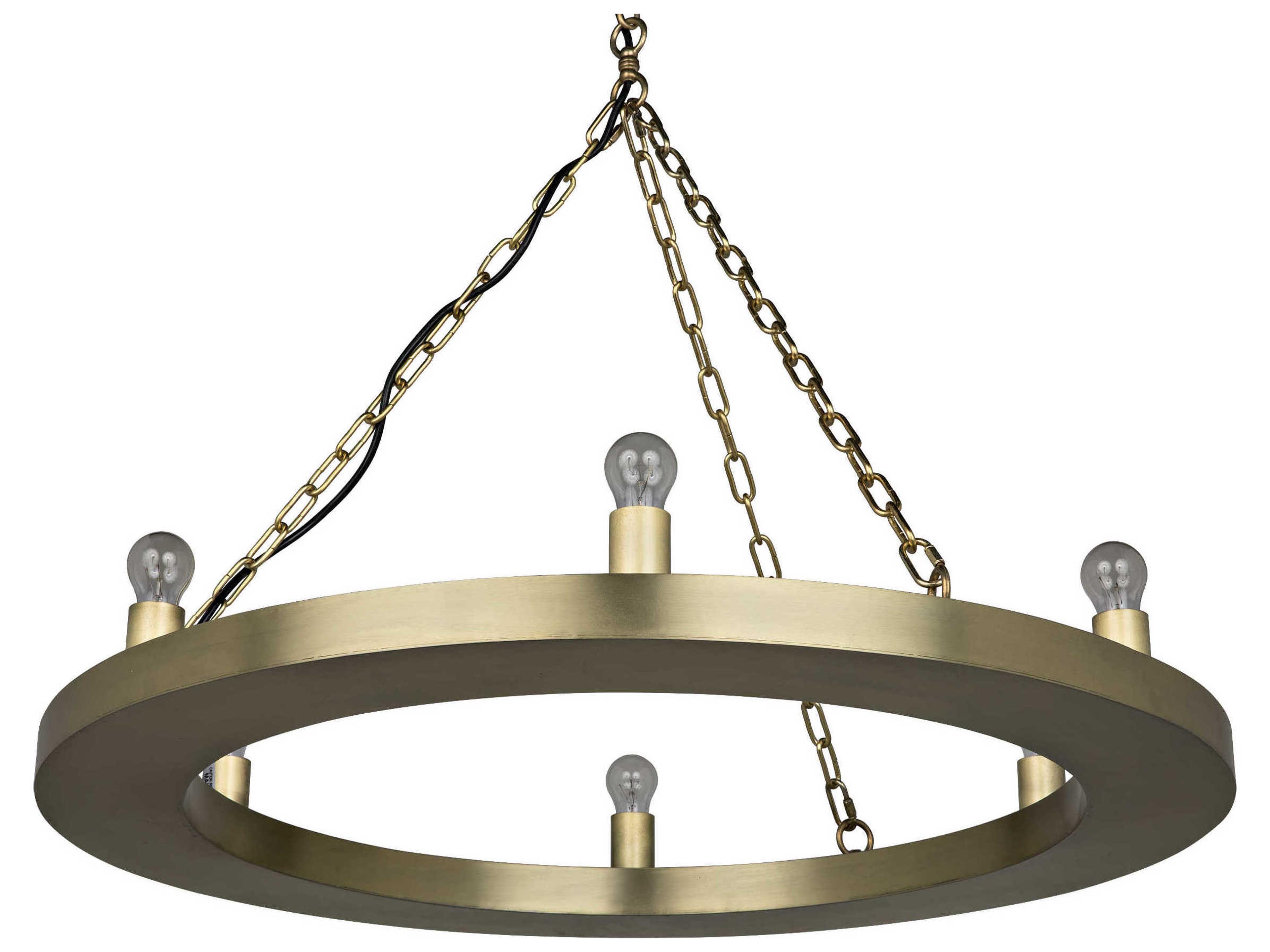 Noir Ciro 6-Light Antique Brass Round Chandelier