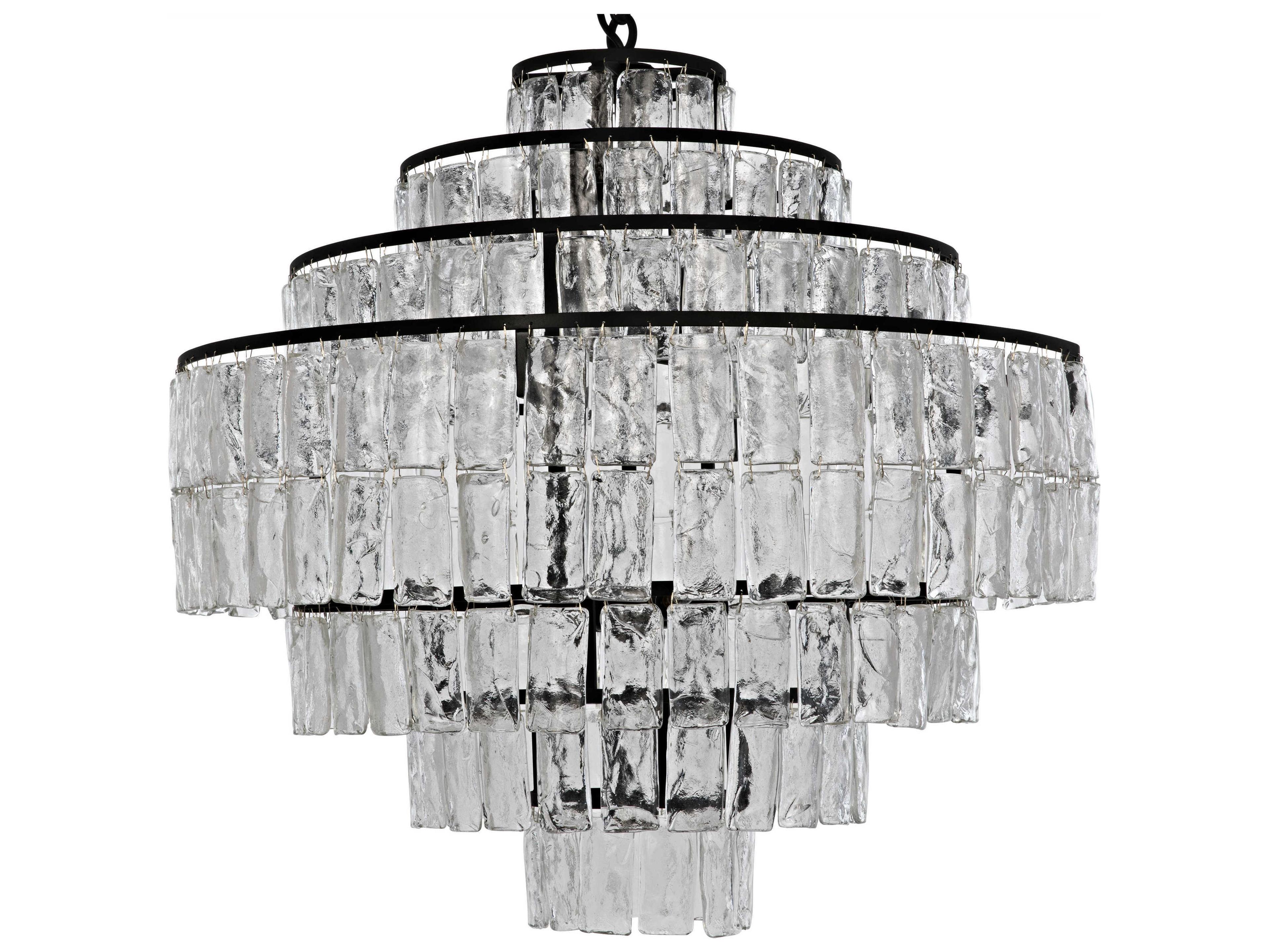 Noir 8-Light Black Clear Glass Tiered Chandelier