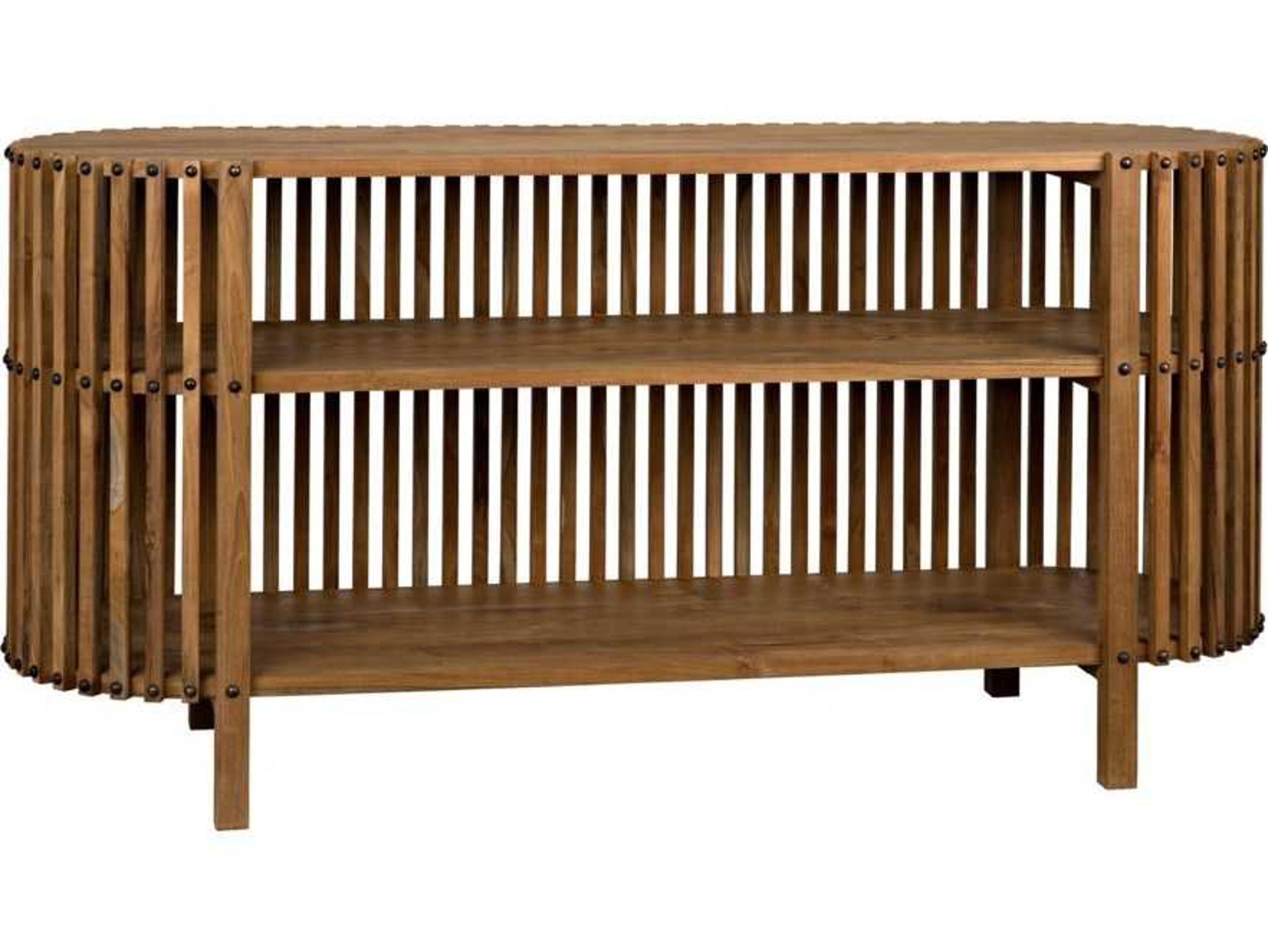 Noir Oval Wood Teak Console Table