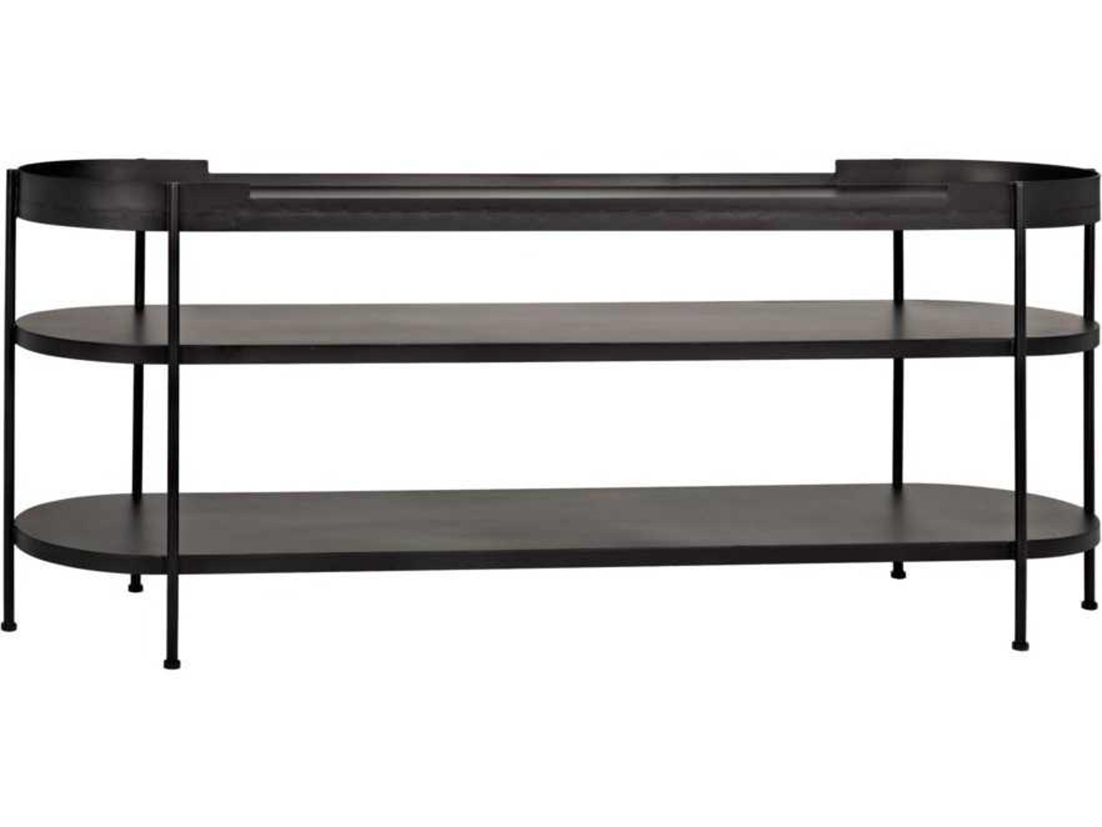 Noir Oval Metal Black Console Table
