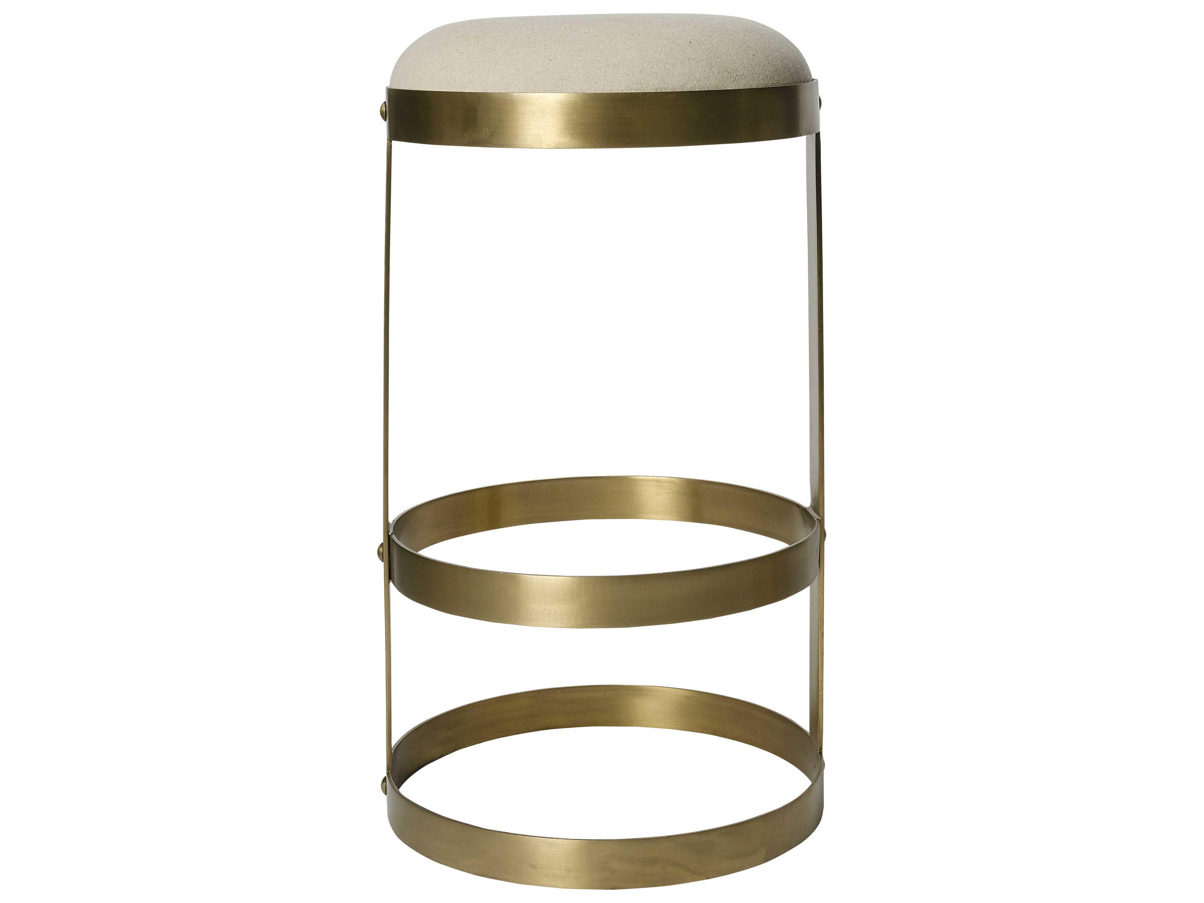 Noir Upholstered Antique Brass Bar Stool