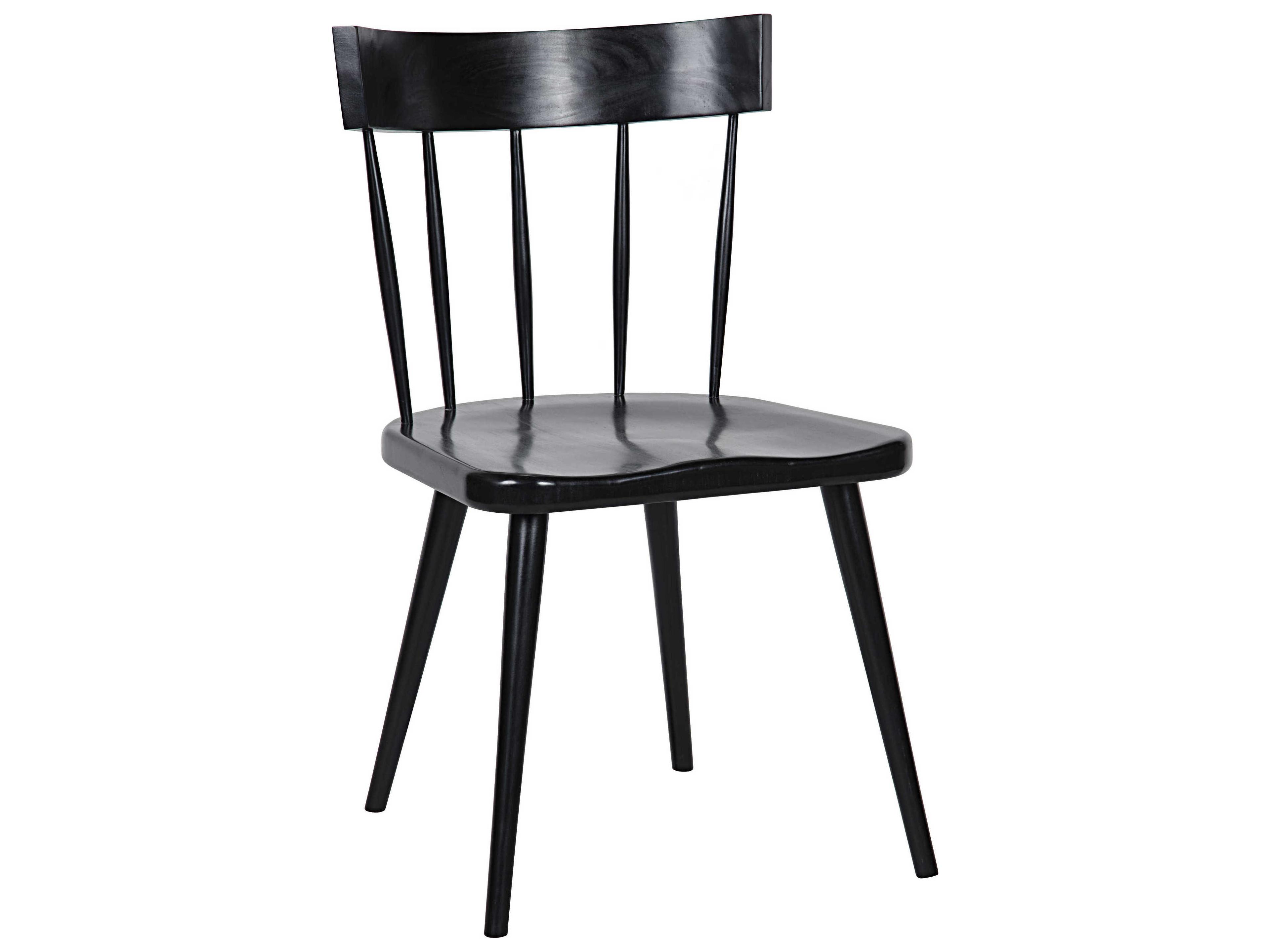Noir Mahogany Wood Black Side Dining Chair