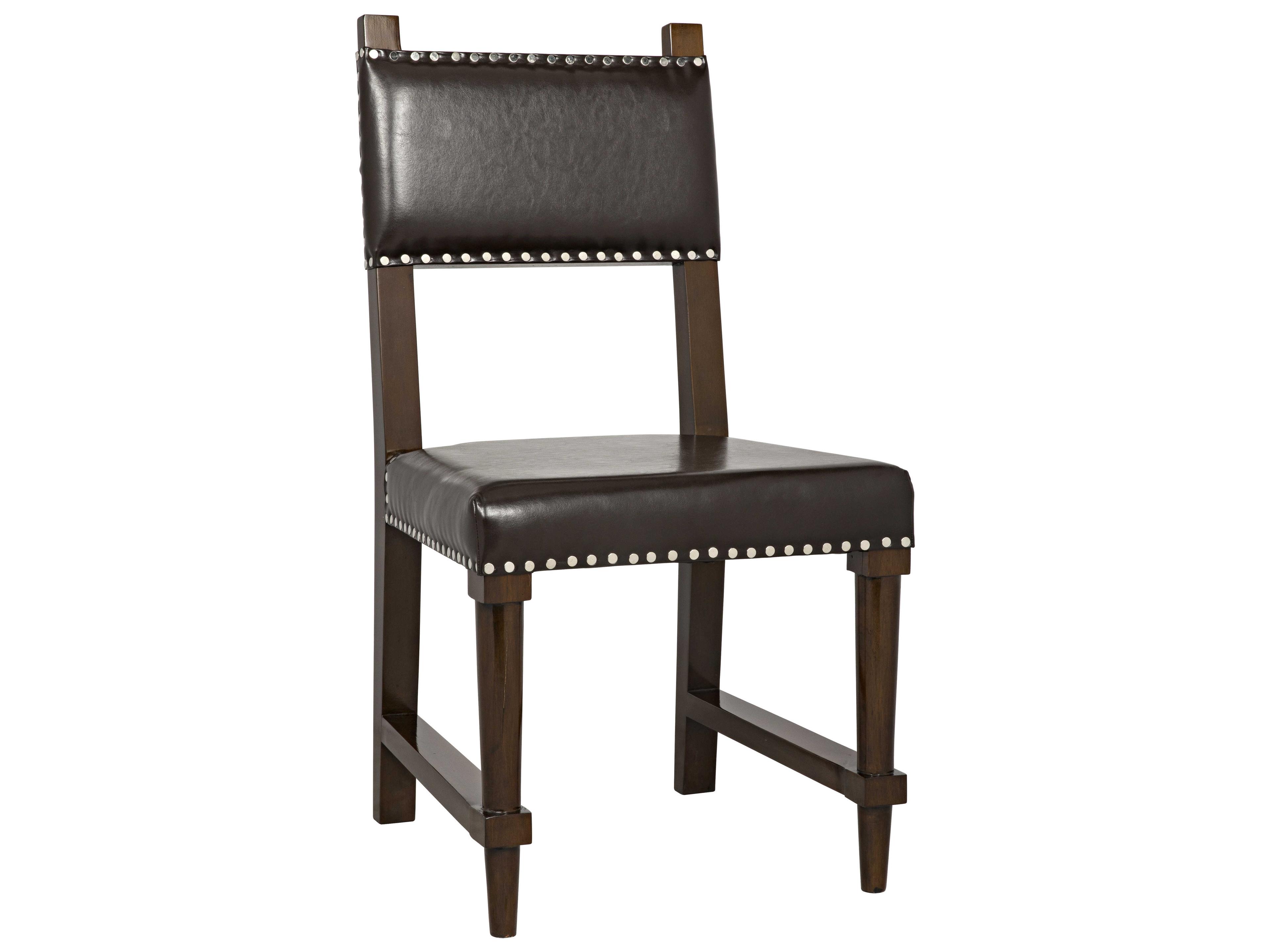Noir Leather Birch Wood Brown Upholstered Side Dining Chair
