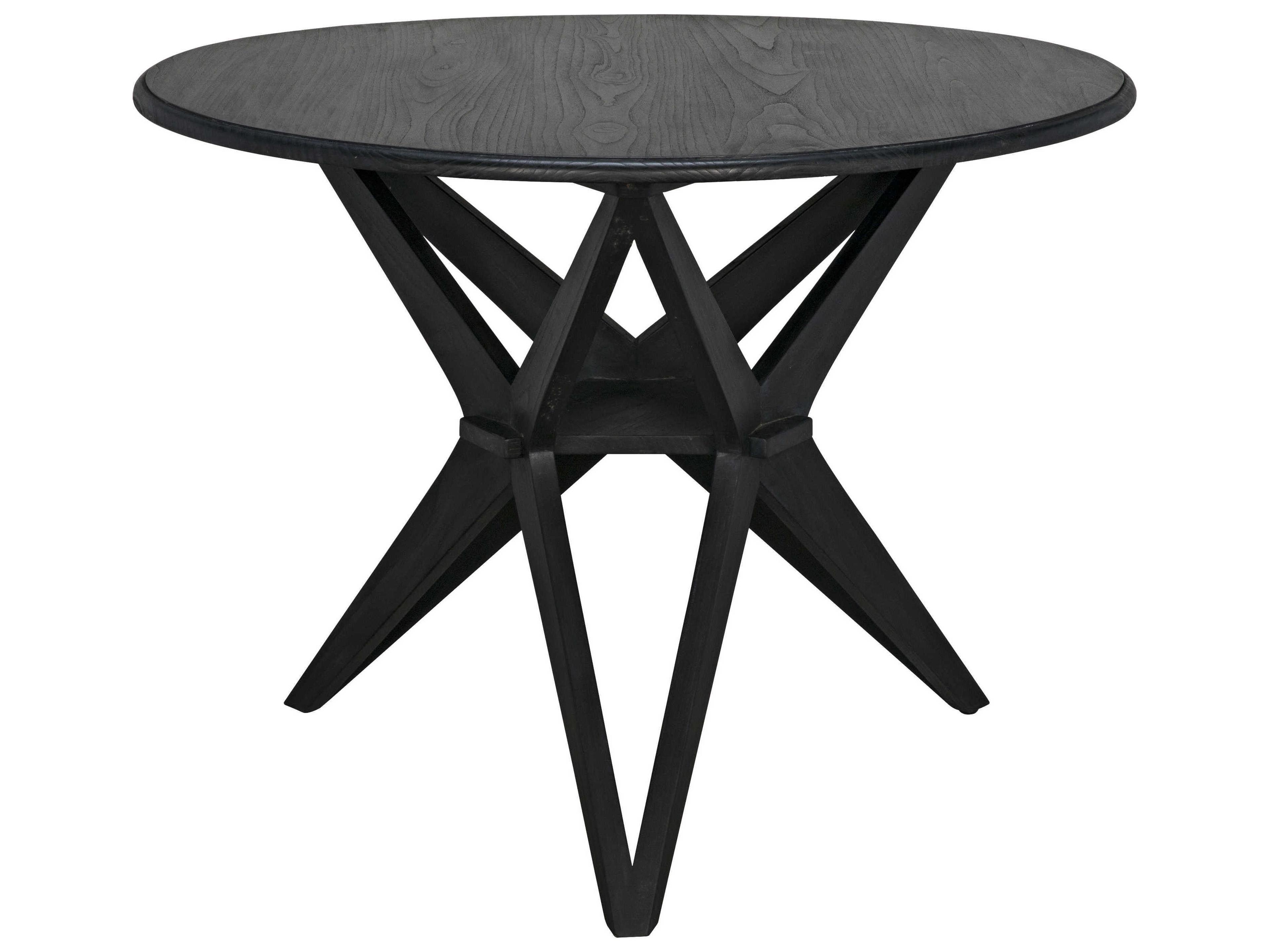 Noir Round Wood Charcoal Black Dining Table