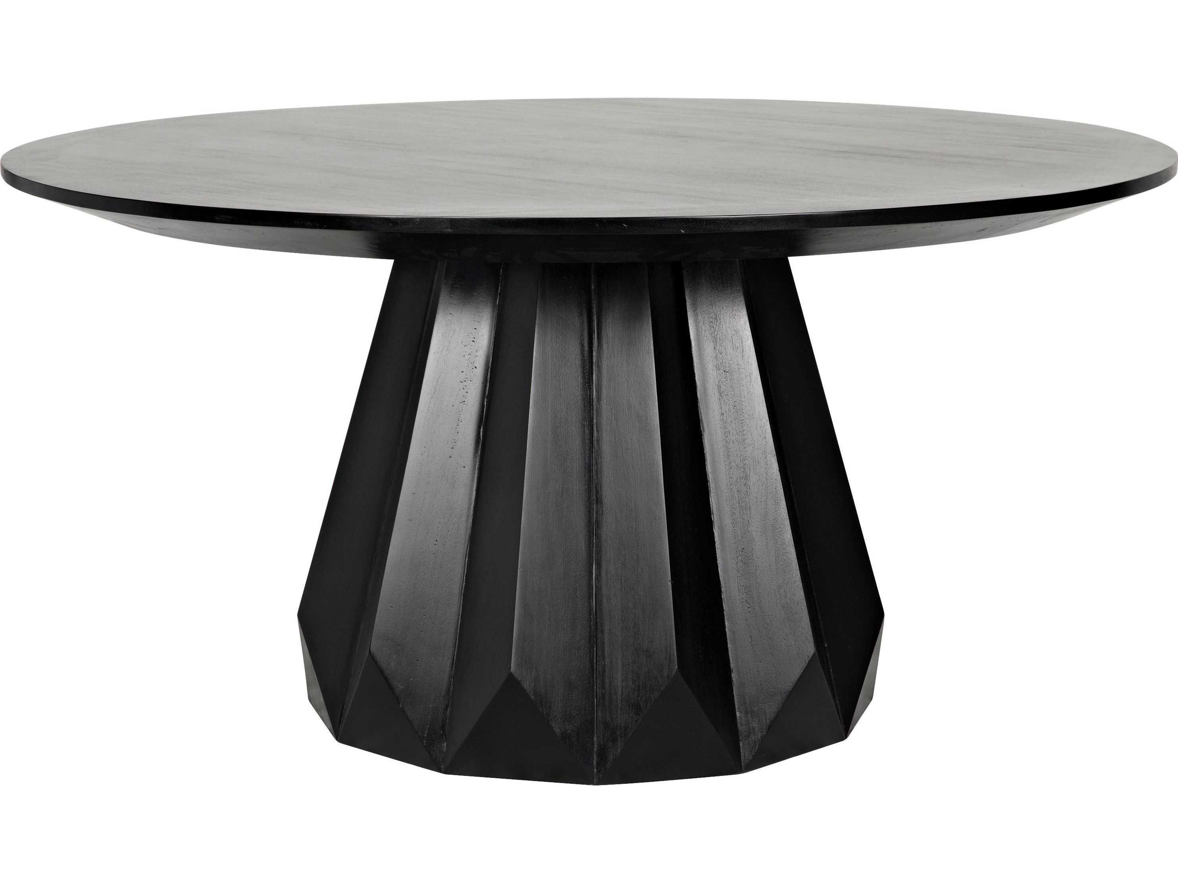 Noir Round Wood Hand Rubbed Black Dining Table
