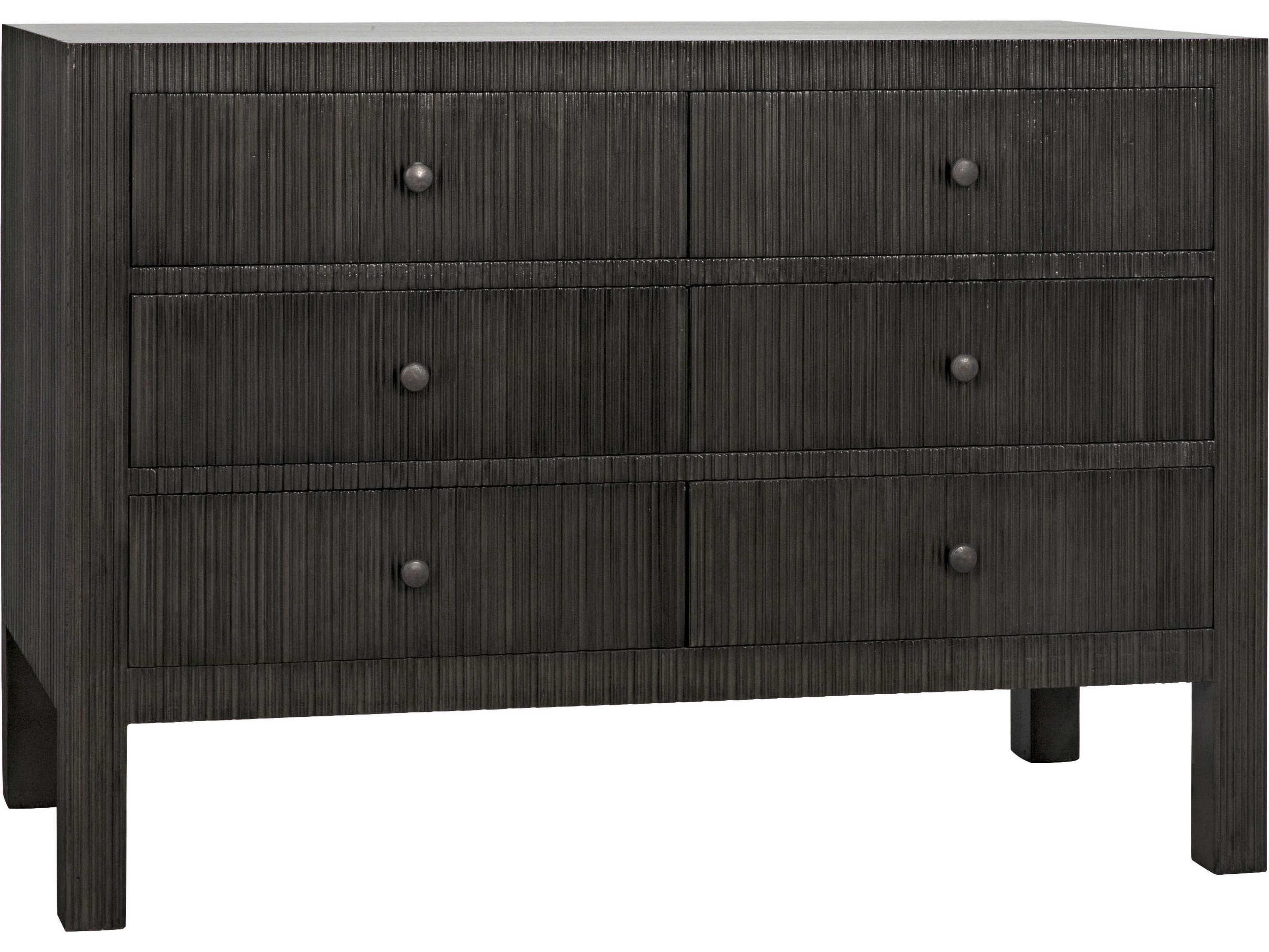 Noir Conrad 6-Drawers Black Mahogany Wood Double Dresser