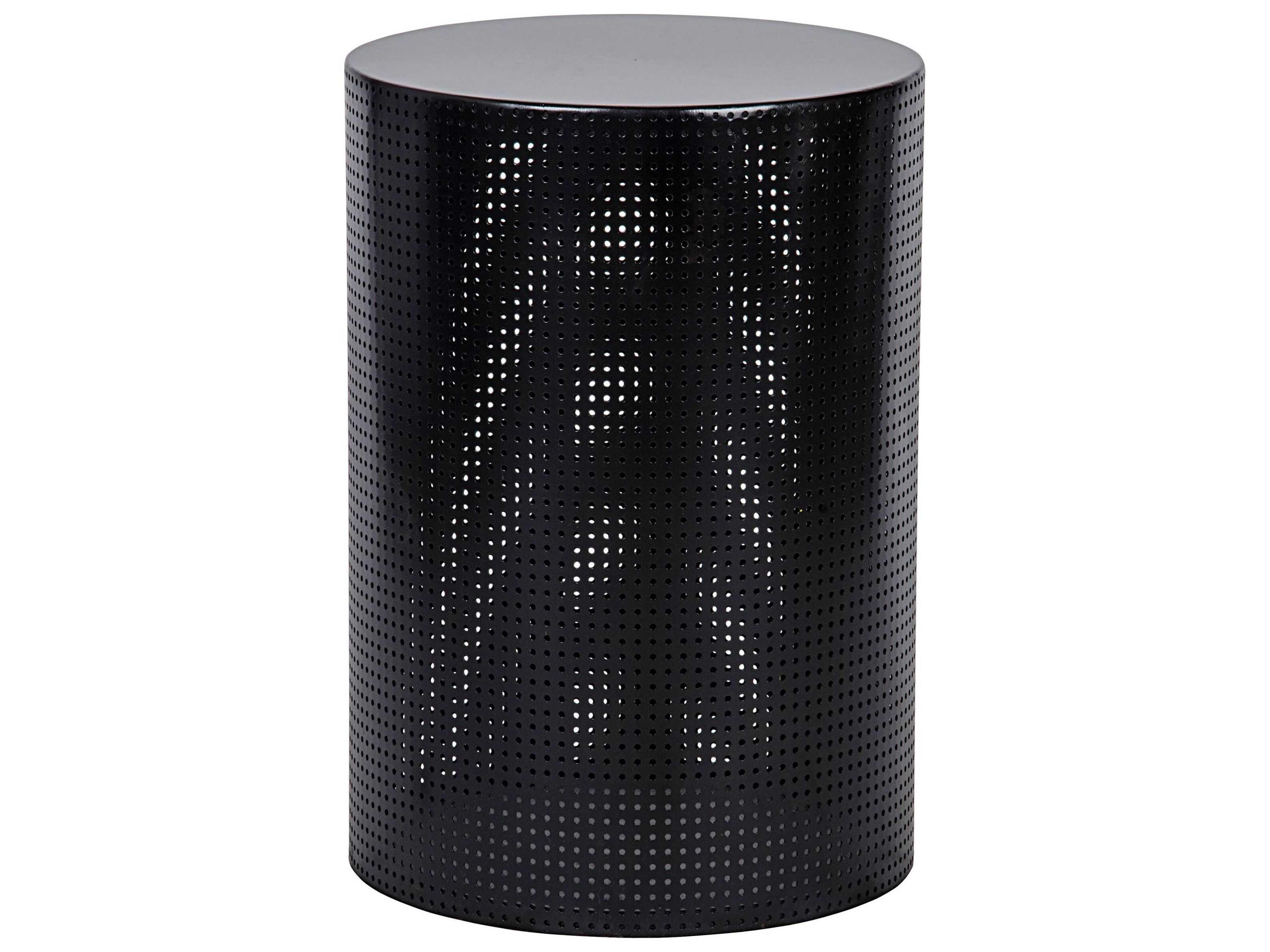 Noir Round Black Metal End Table
