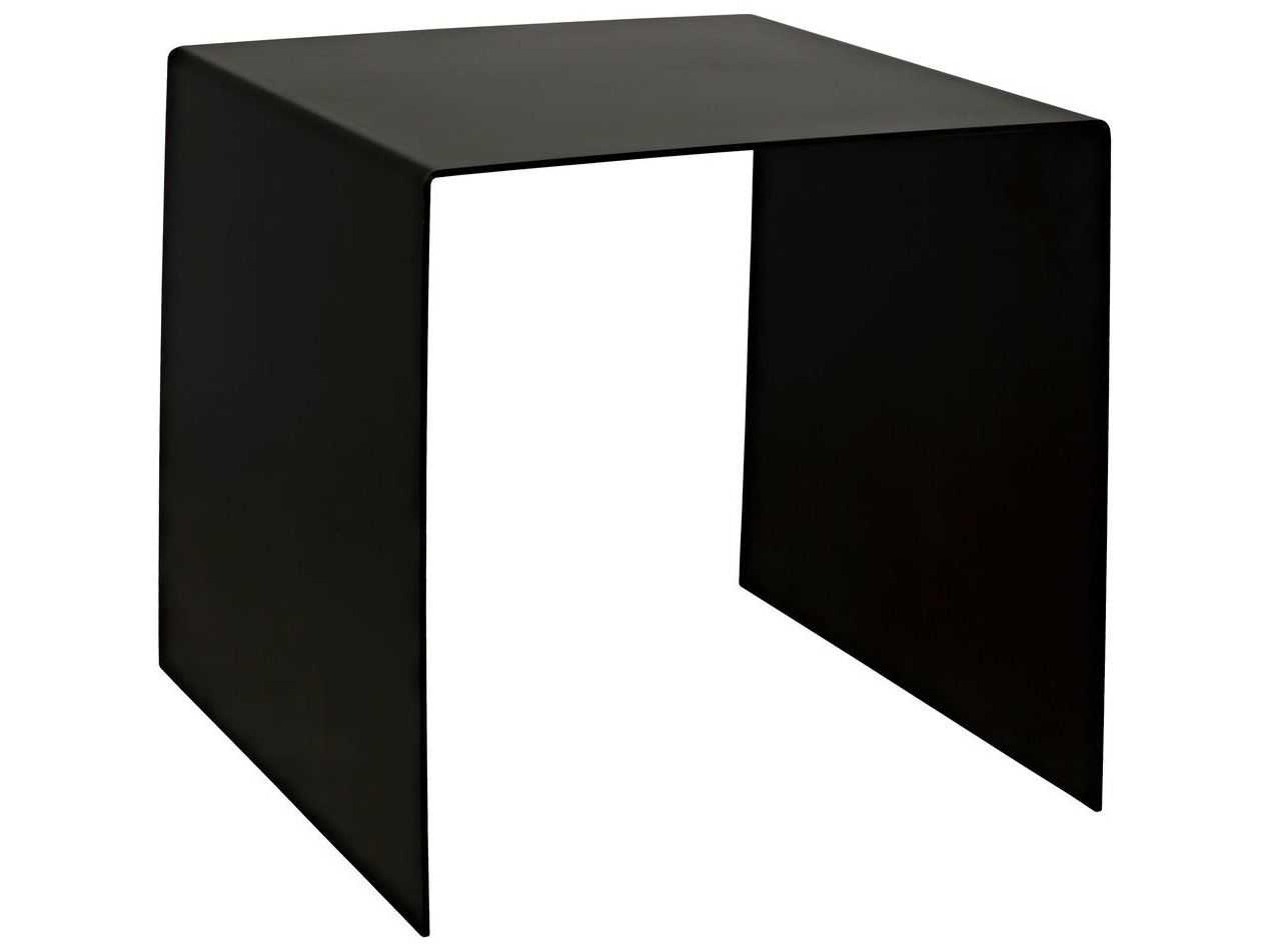 Noir Square Black Metal End Table