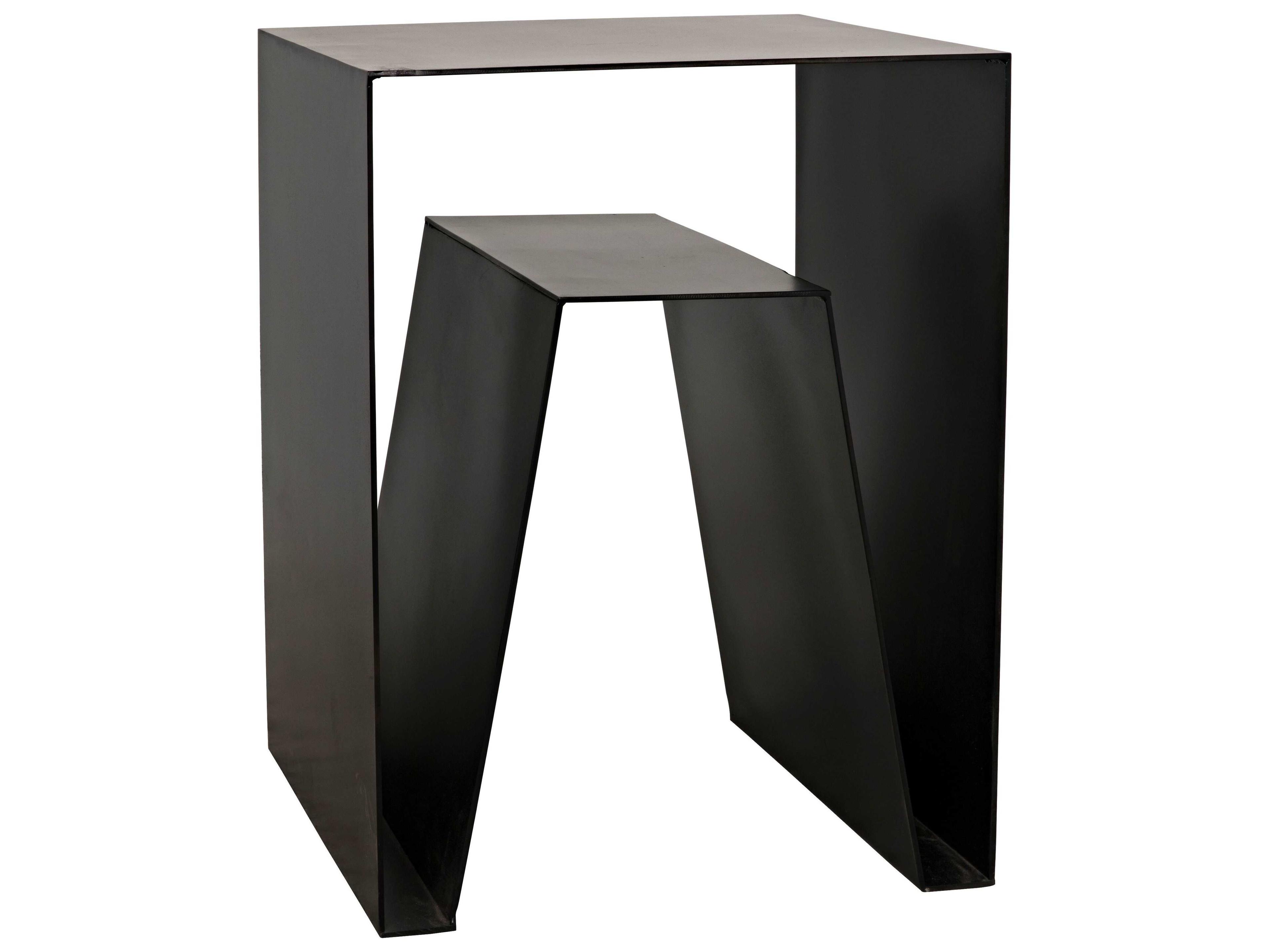 Noir Rectangular Black Metal End Table