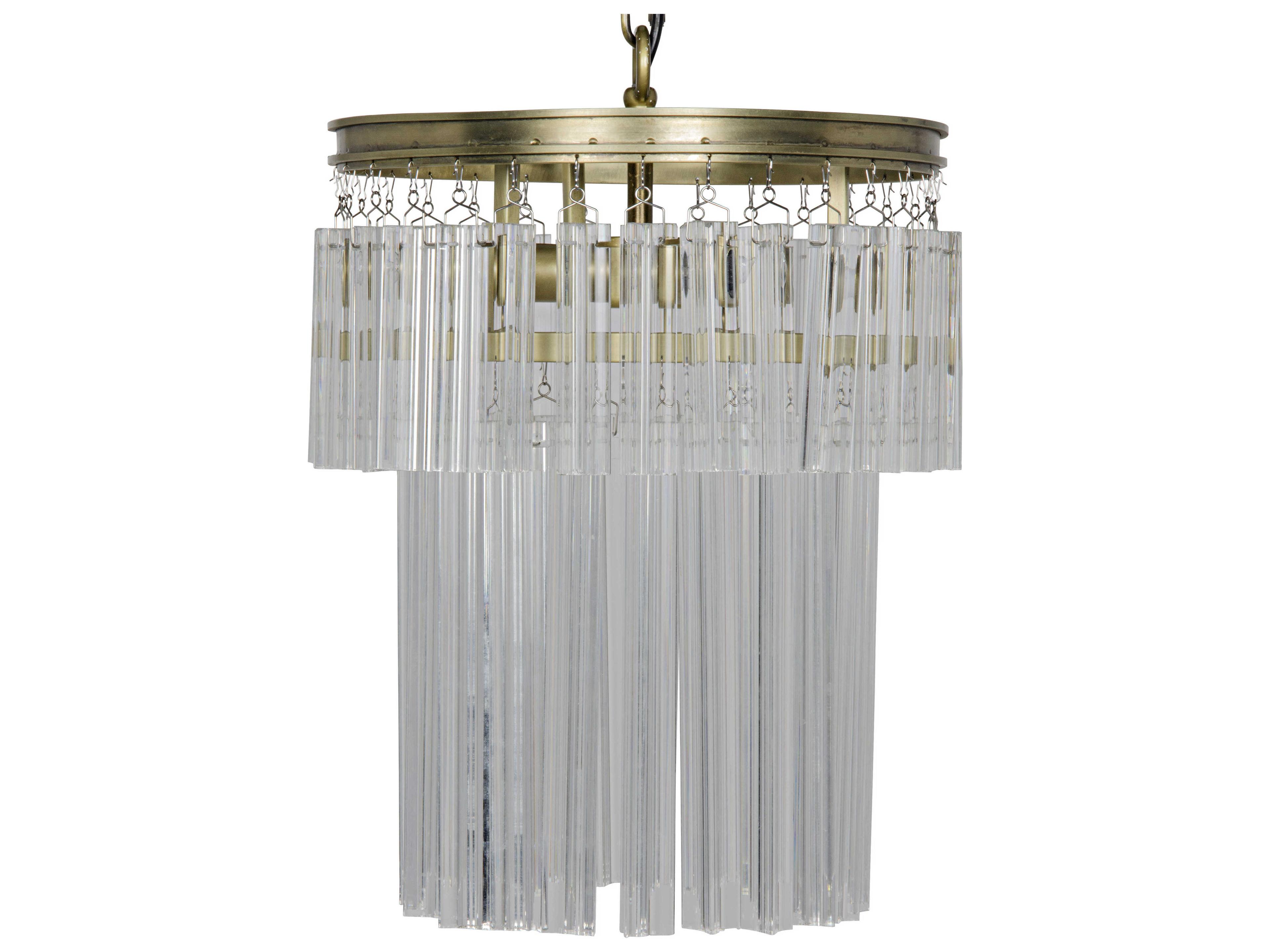 Noir Toby 4-Light Antique Brass Crystal Tiered Pendant
