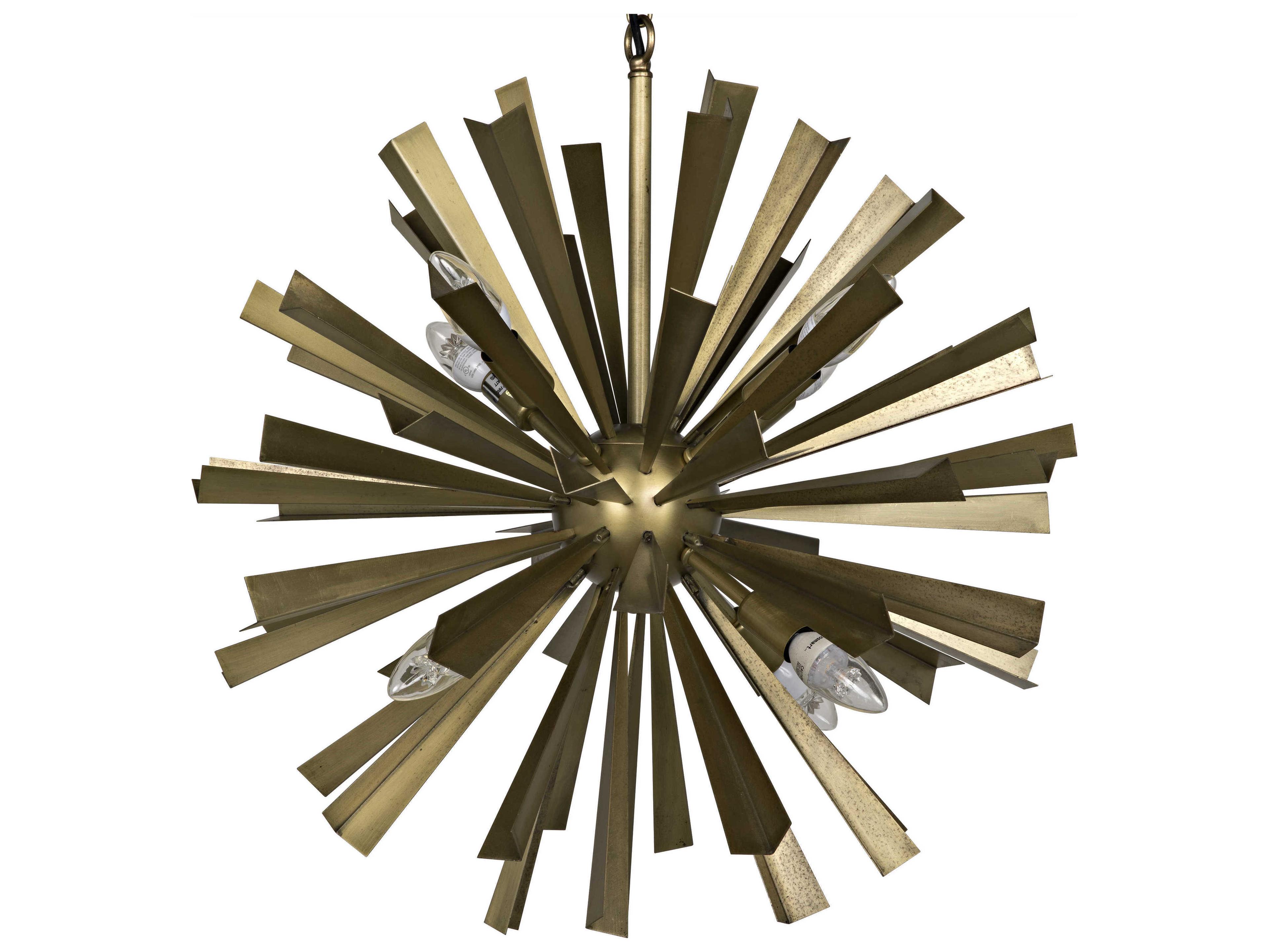 Noir Fixed Lighting 8-Light Antique Brass Sputnik Pendant