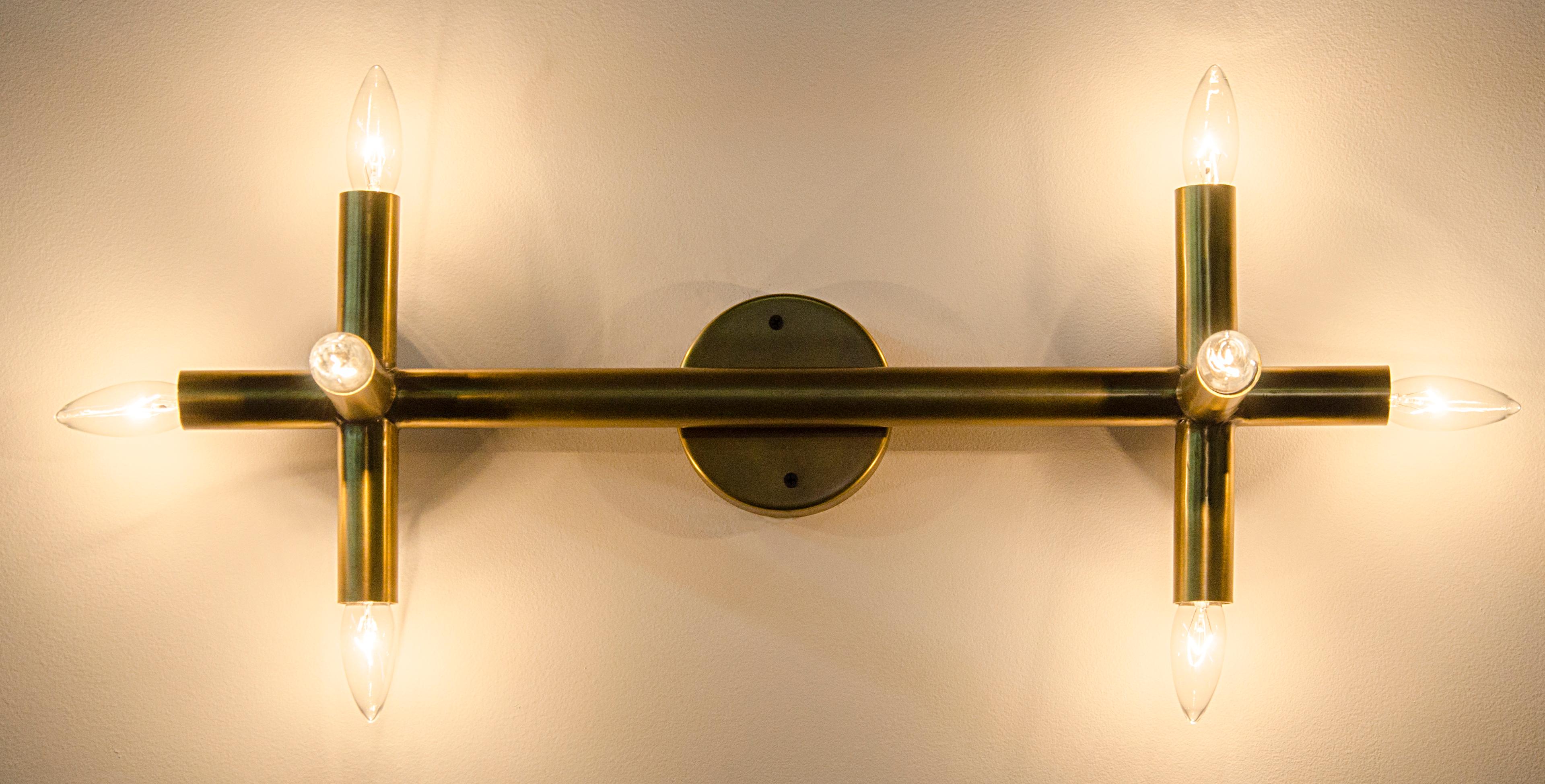 Noir Fixed Lighting 8-Light Antique Brass Wall Sconce