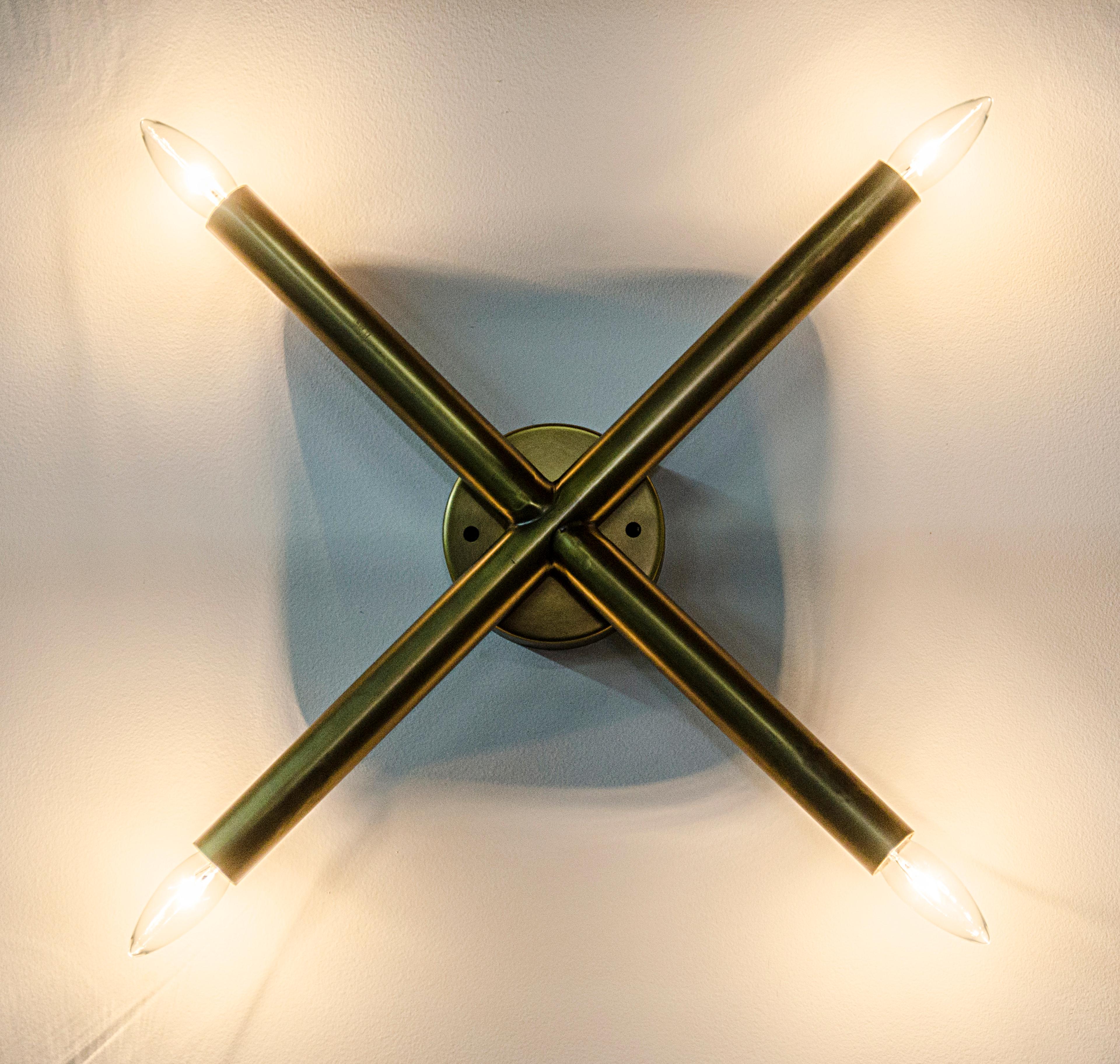 Noir Fixed Lighting 4-Light Antique Brass Wall Sconce