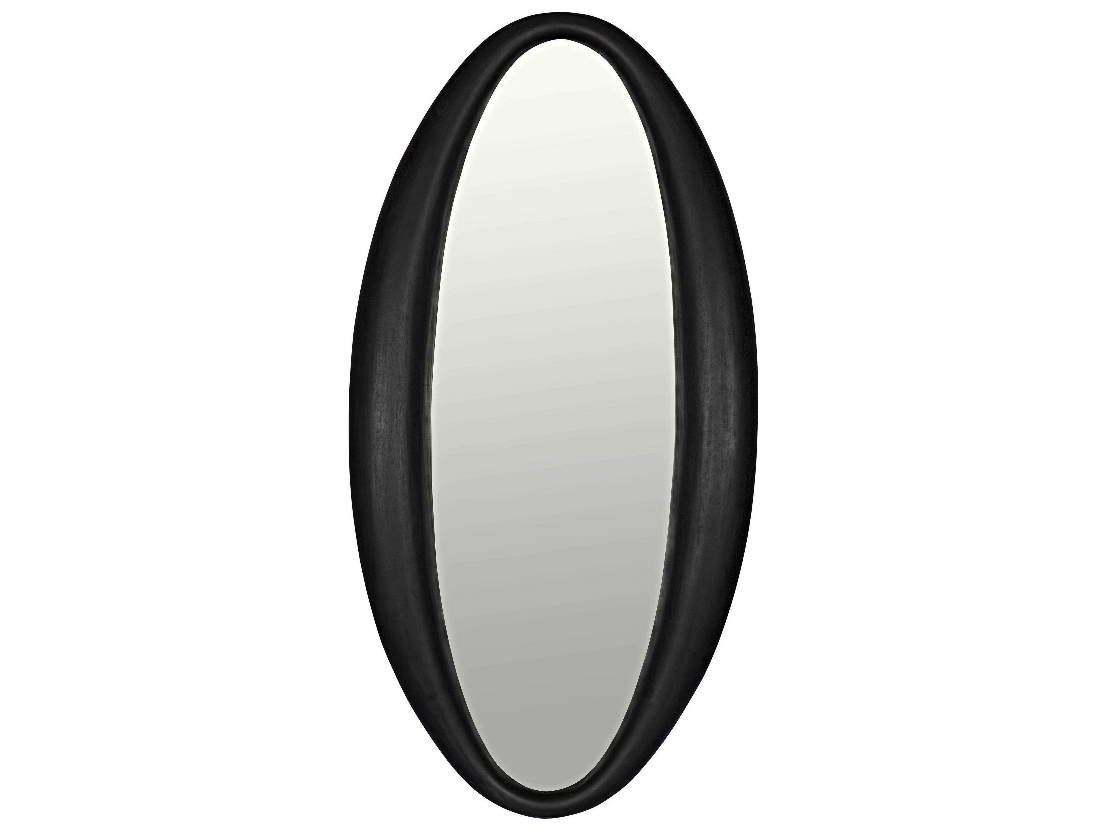 Noir Charcoal Black Oval Wall Mirror