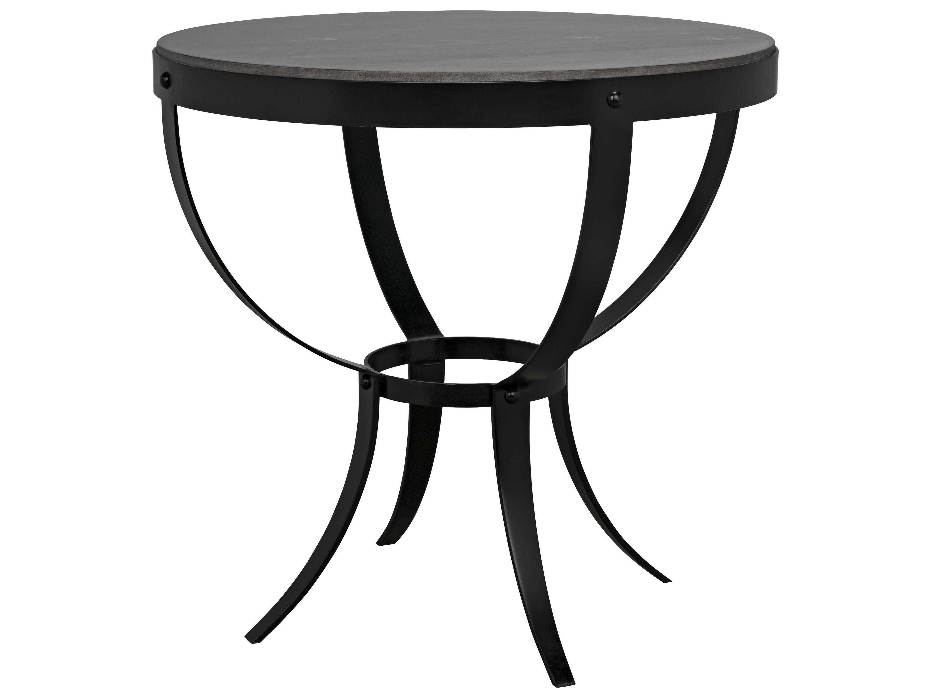 Noir Round Marble Matte Black Base End Table