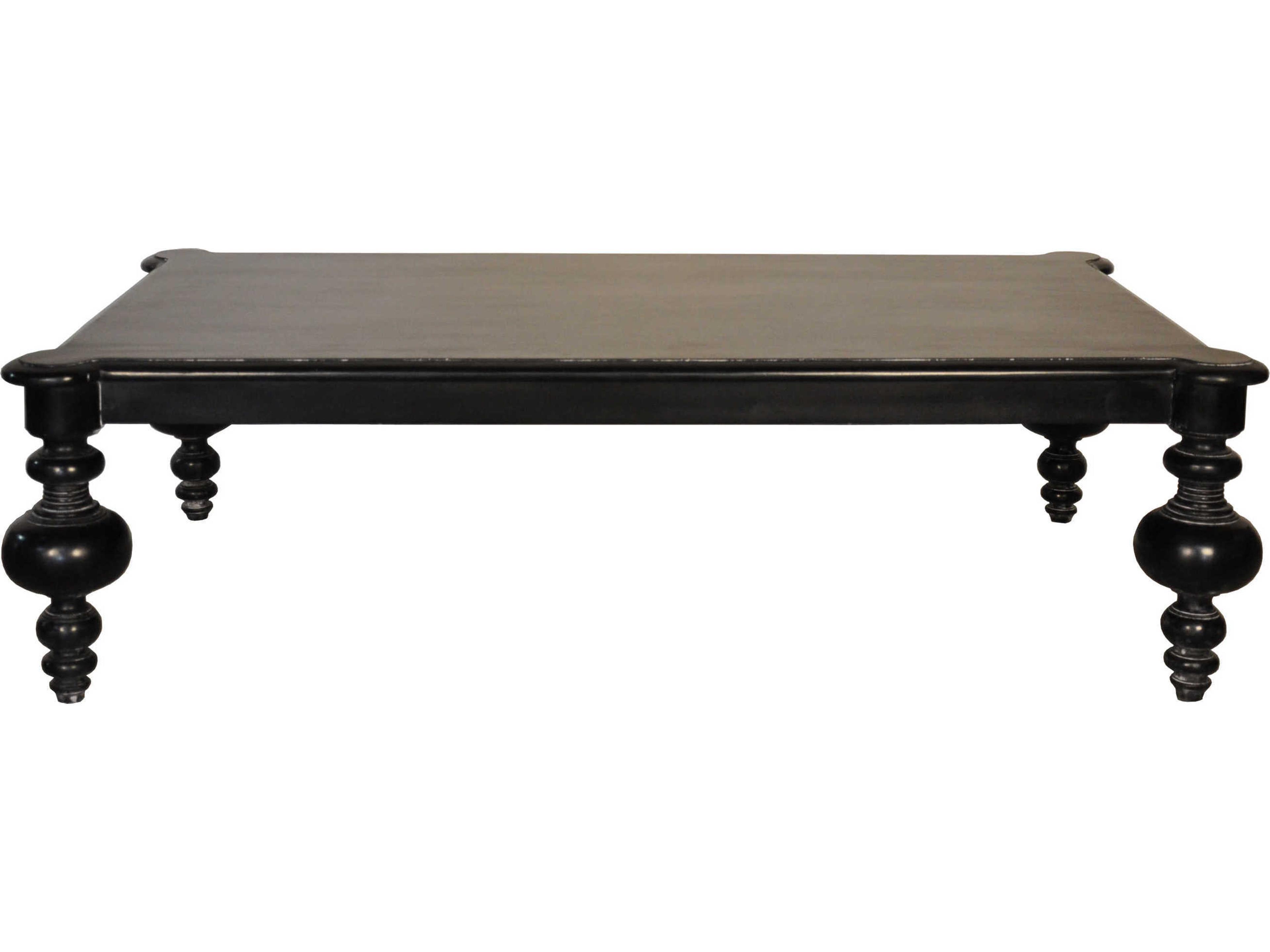 Noir Living Room Accents Rectangular Wood Hand Rubbed Black Coffee Table