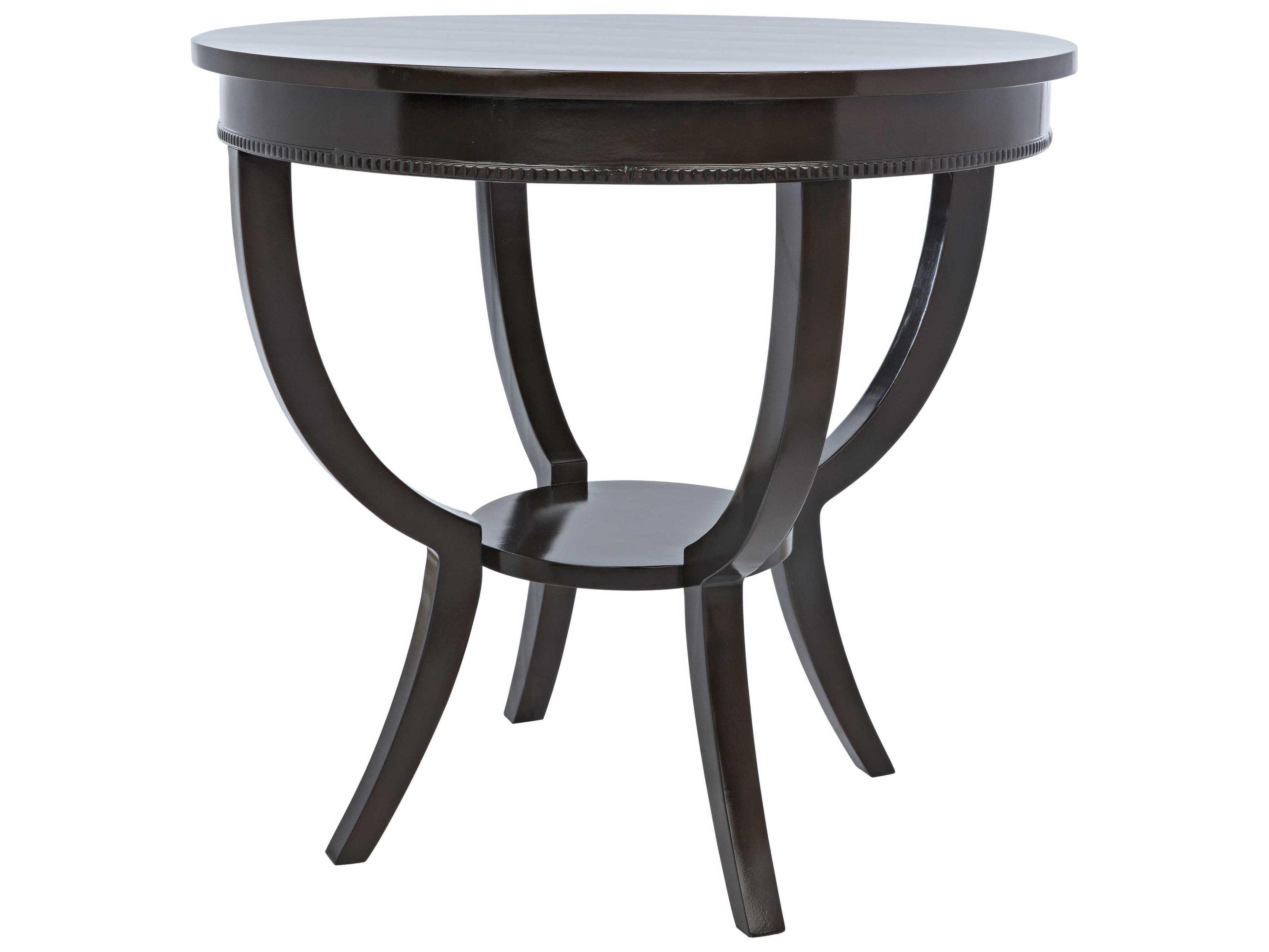 Noir Living Room Accents Round Wood Distressed Brown End Table