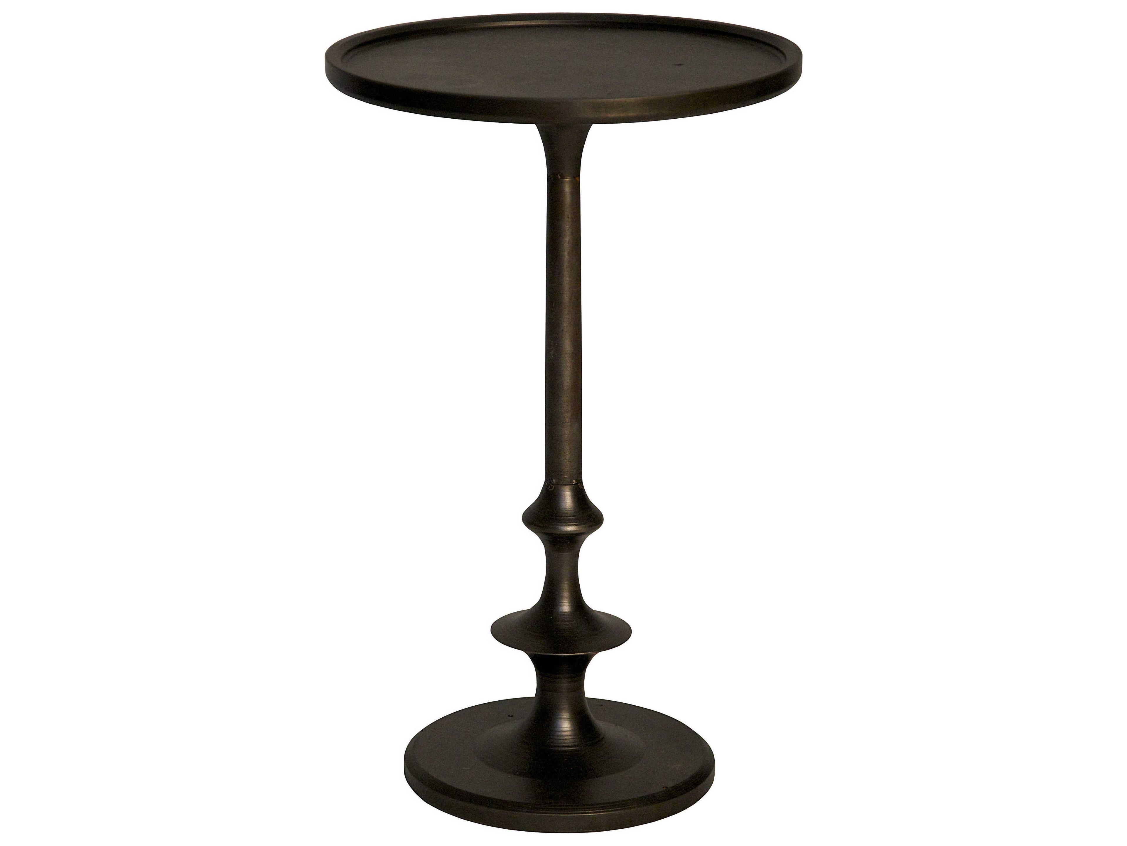 Noir Living Room Accents Round Wood Cast Iron End Table