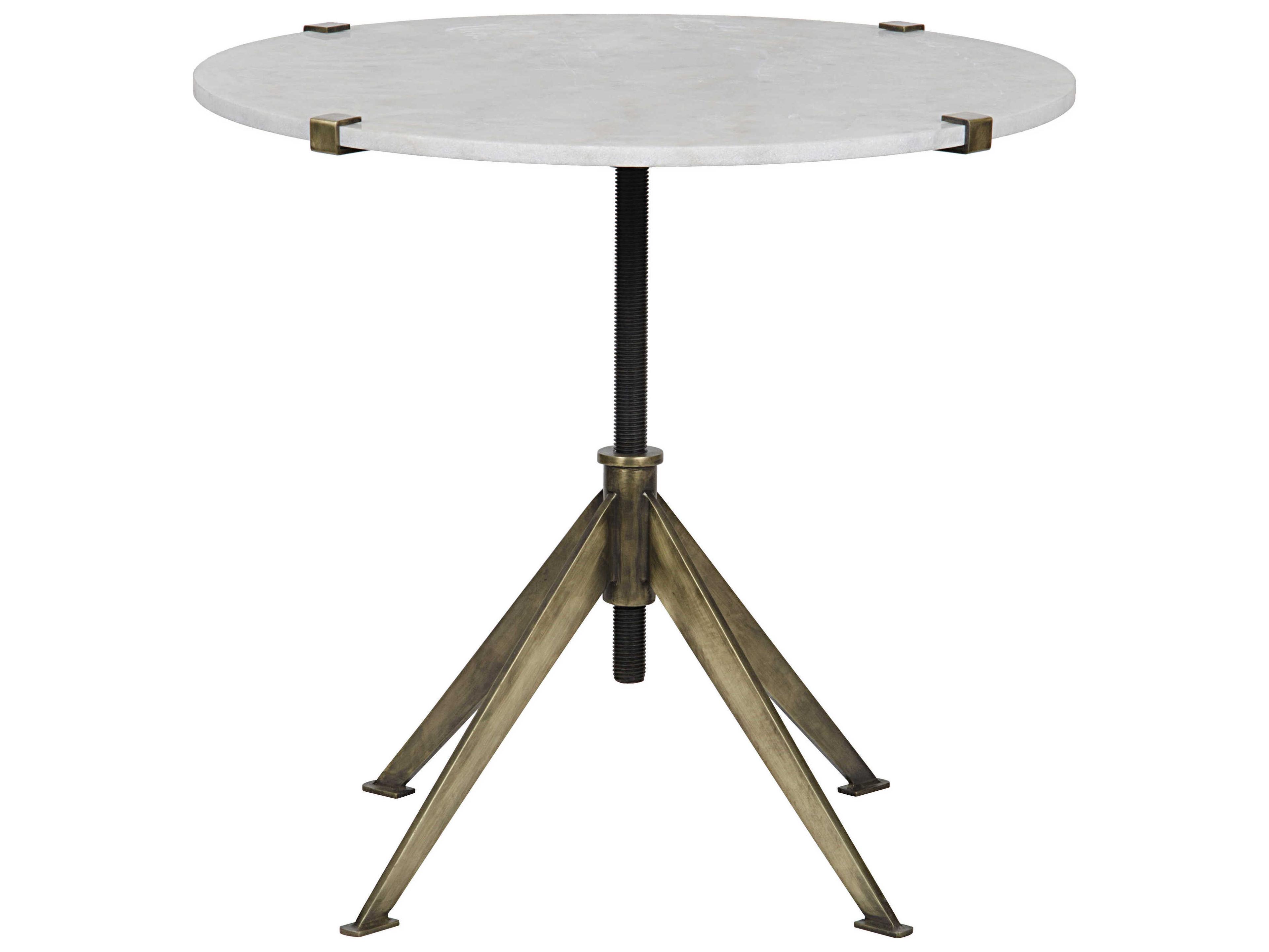 Noir Living Room Accents Round Marble Antique Brass End Table