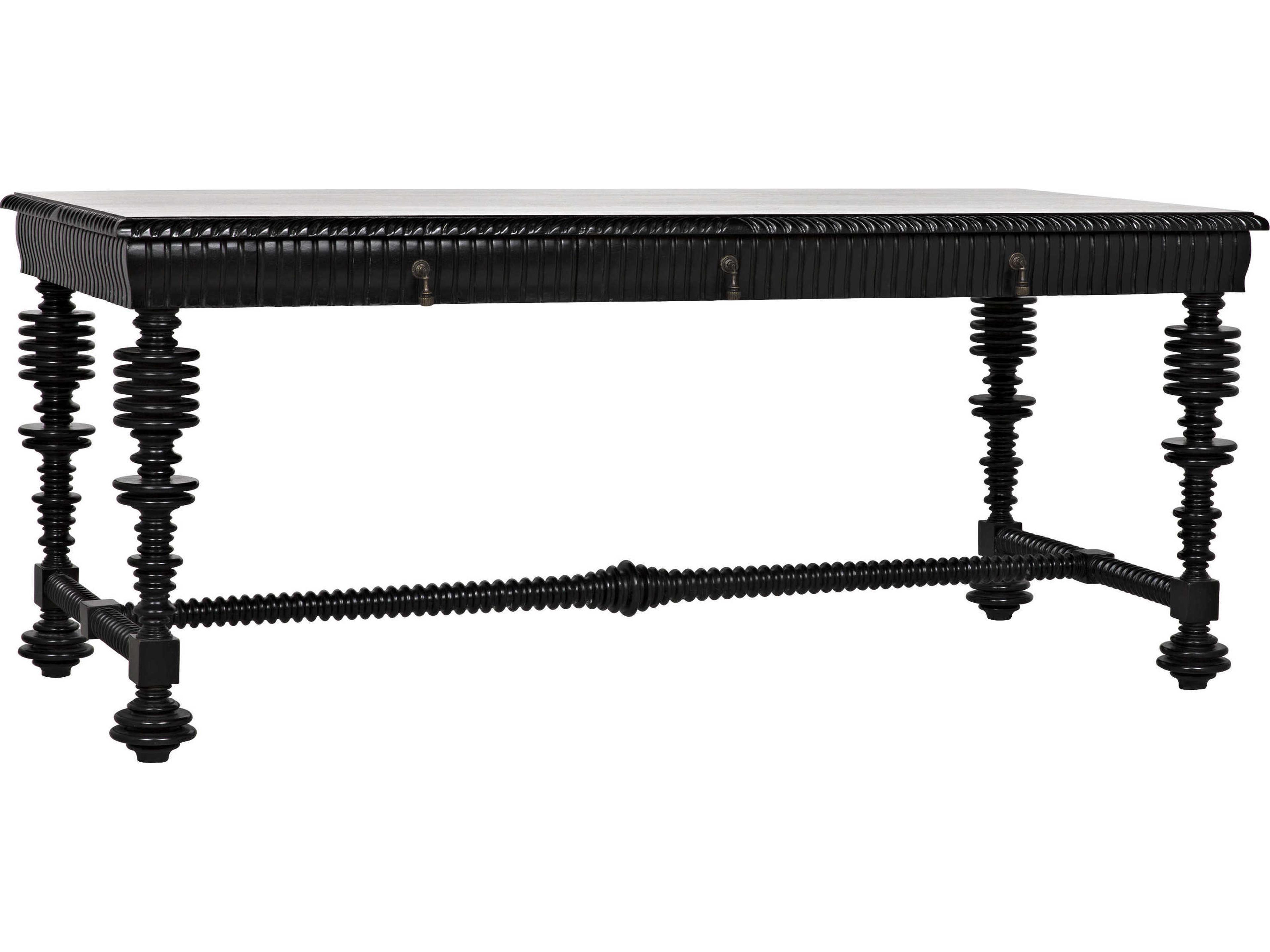 Noir Office Essentials Hand Rubbed Black Mahogany Wood Secretary Desk