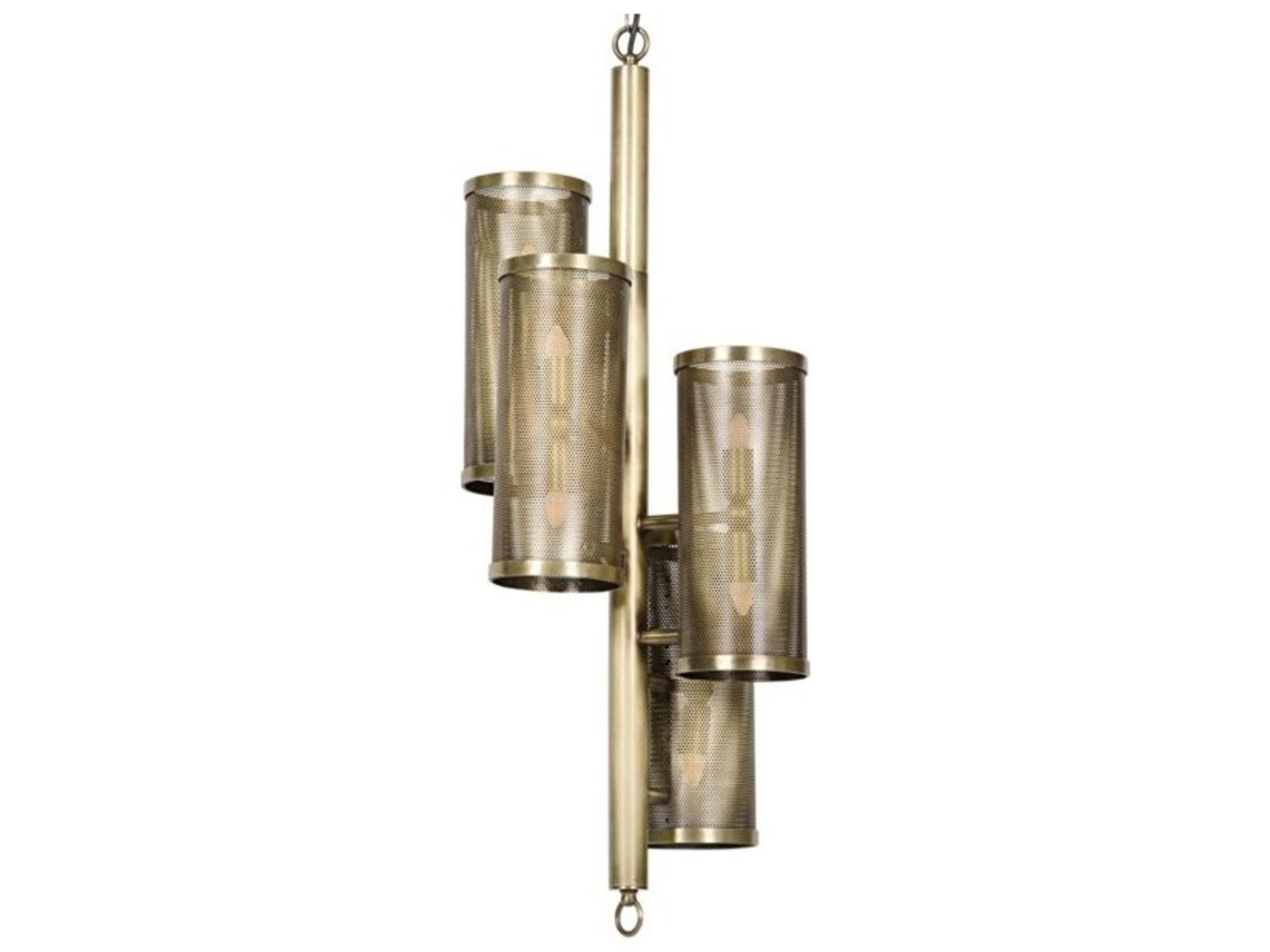 Noir Pisa 8-Light Black Metal Brass Cylinder Pendant