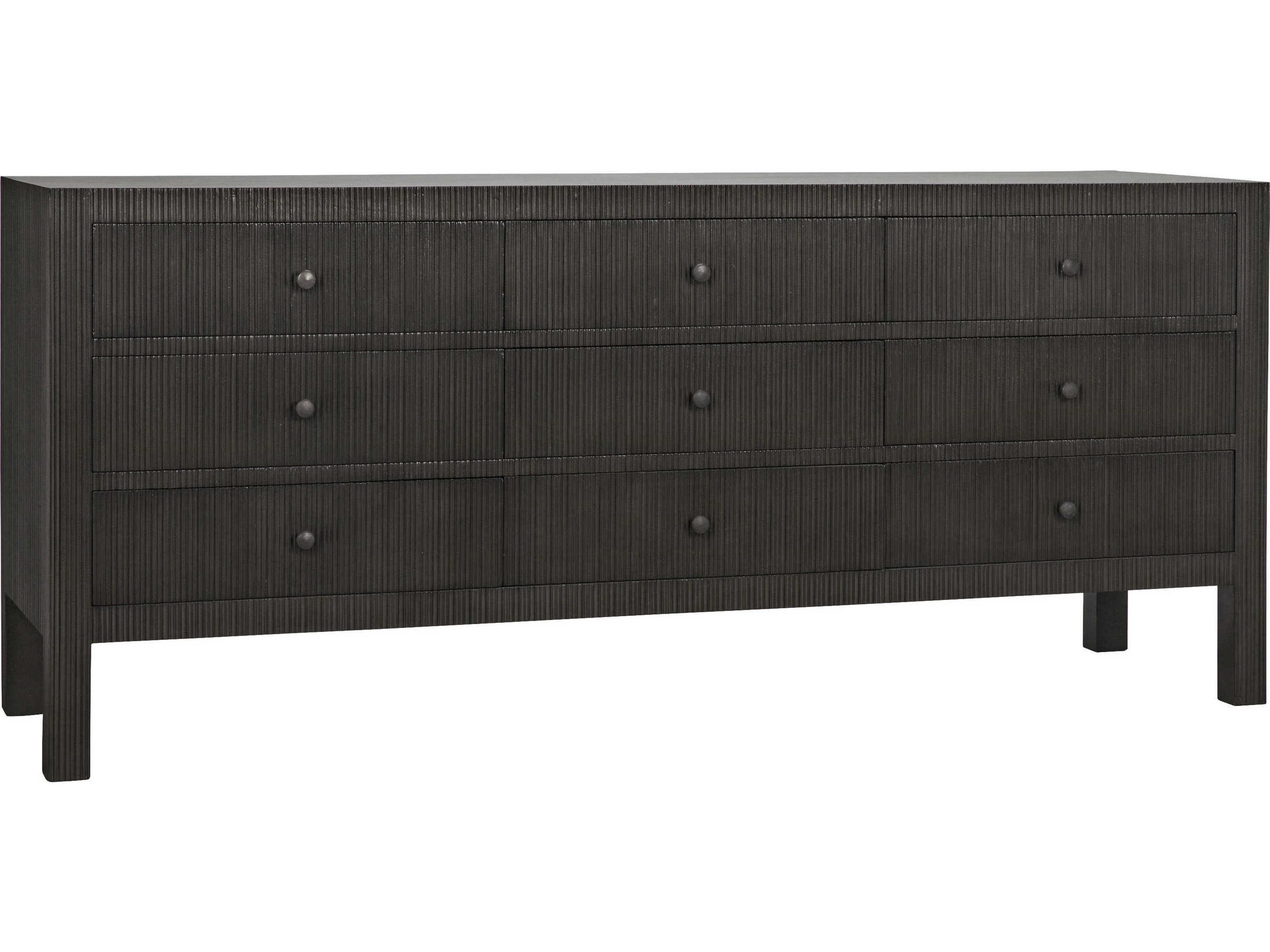 Noir Conrad 9-Drawers Black Mahogany Wood Dresser