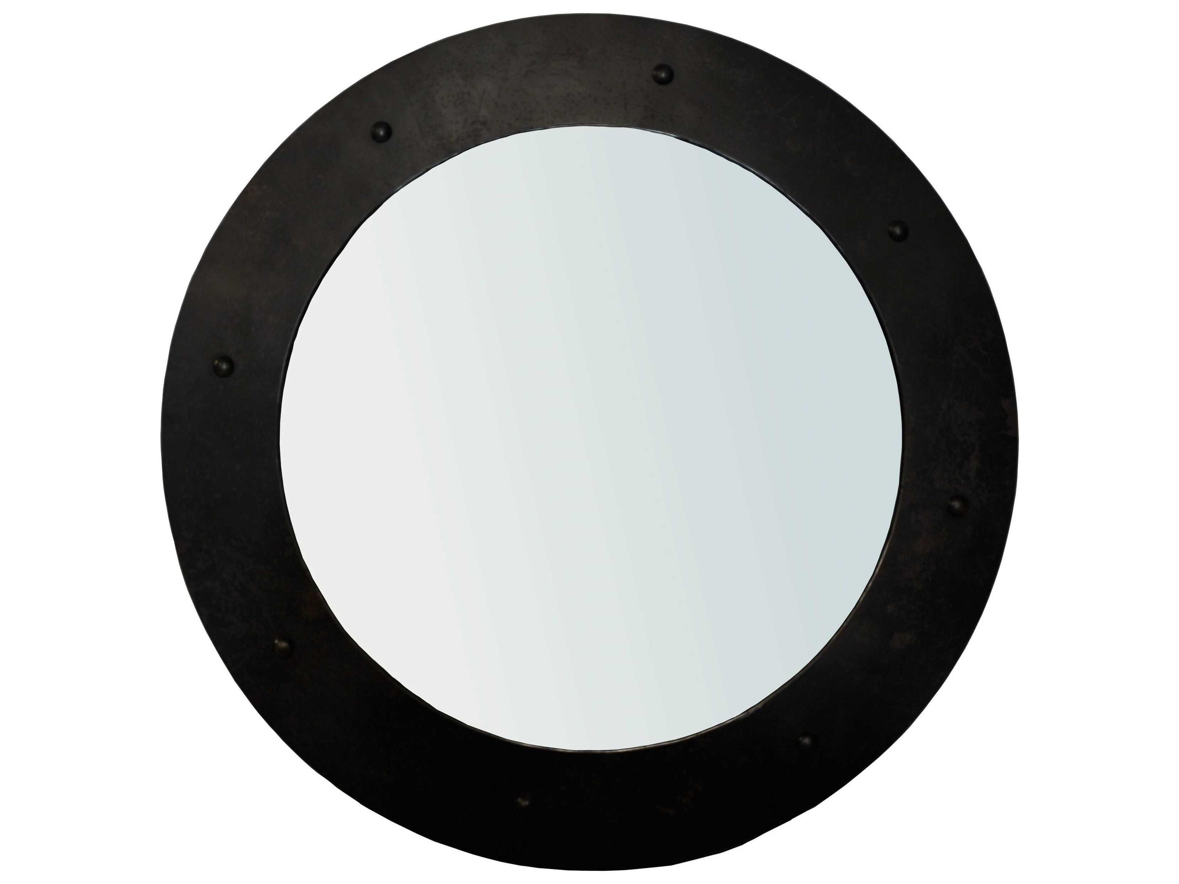 Noir Black Metal Round Wall Mirror