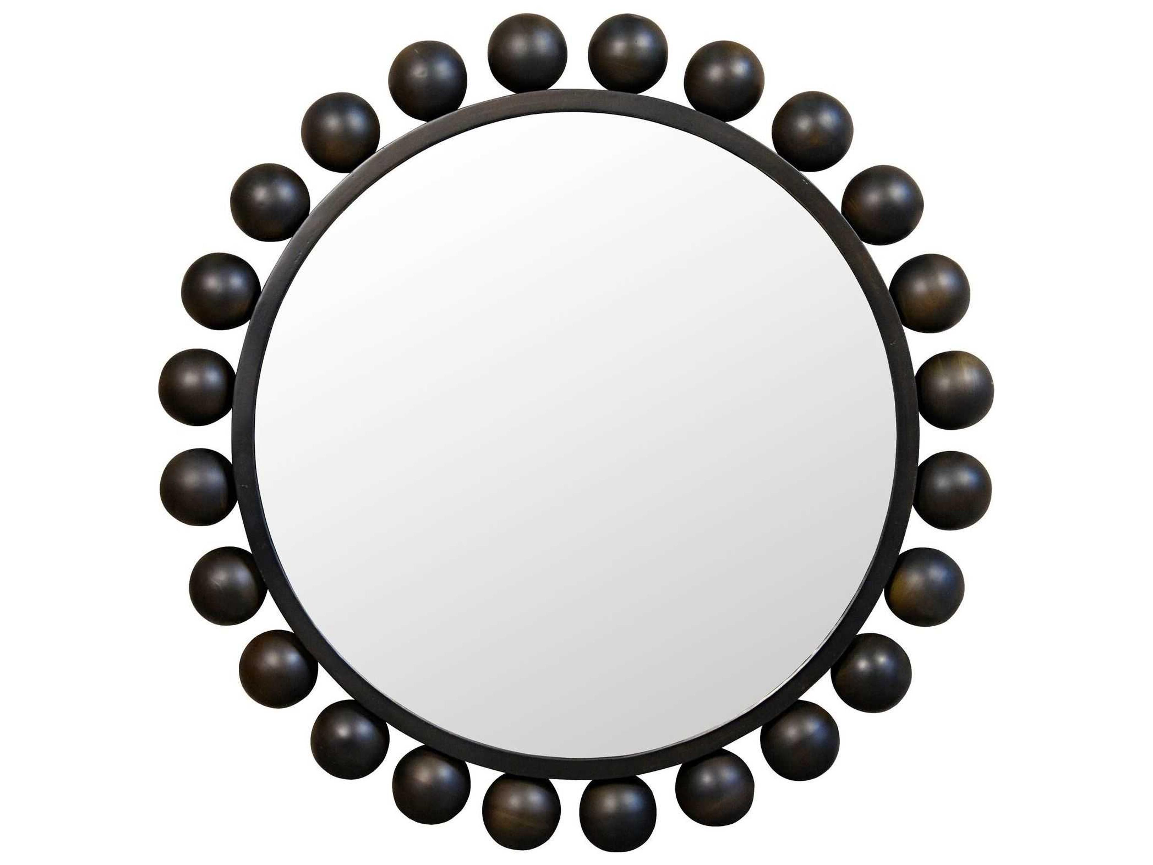 Noir Black Metal Round Wall Mirror