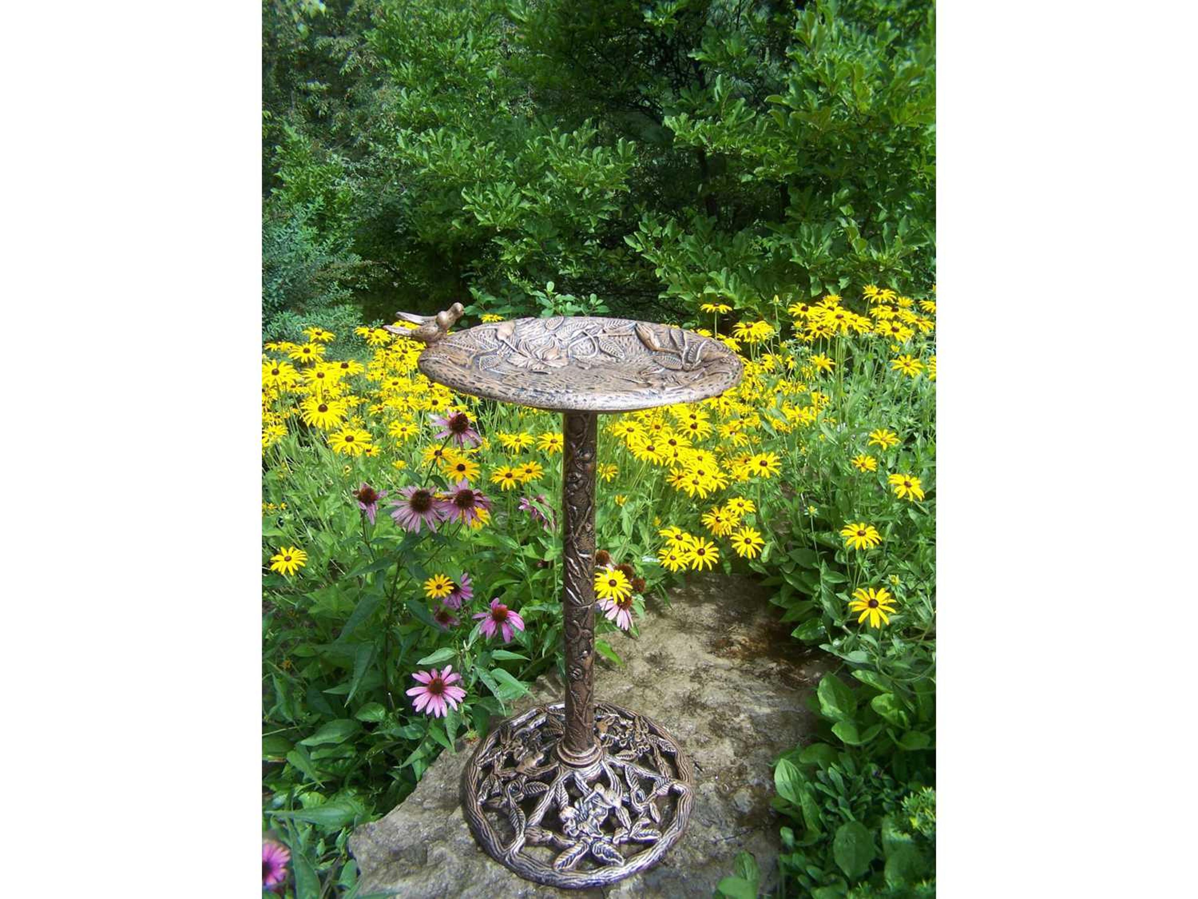 Oakland Living Hummingbird Cast Aluminum Bird Bath in Antique Bronze