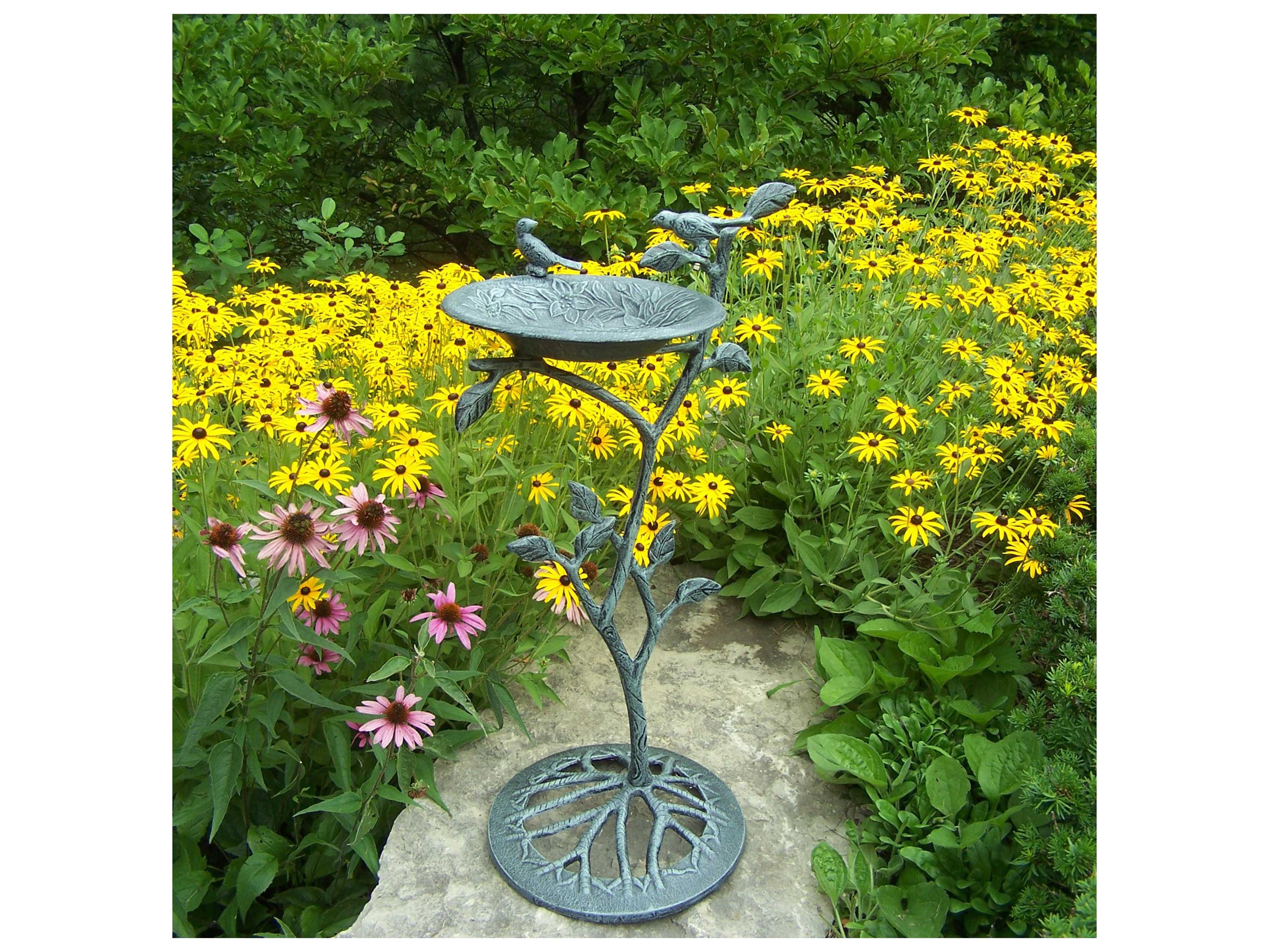 Oakland Living Meadow Cast Aluminum Bird Bath in Verdi Grey