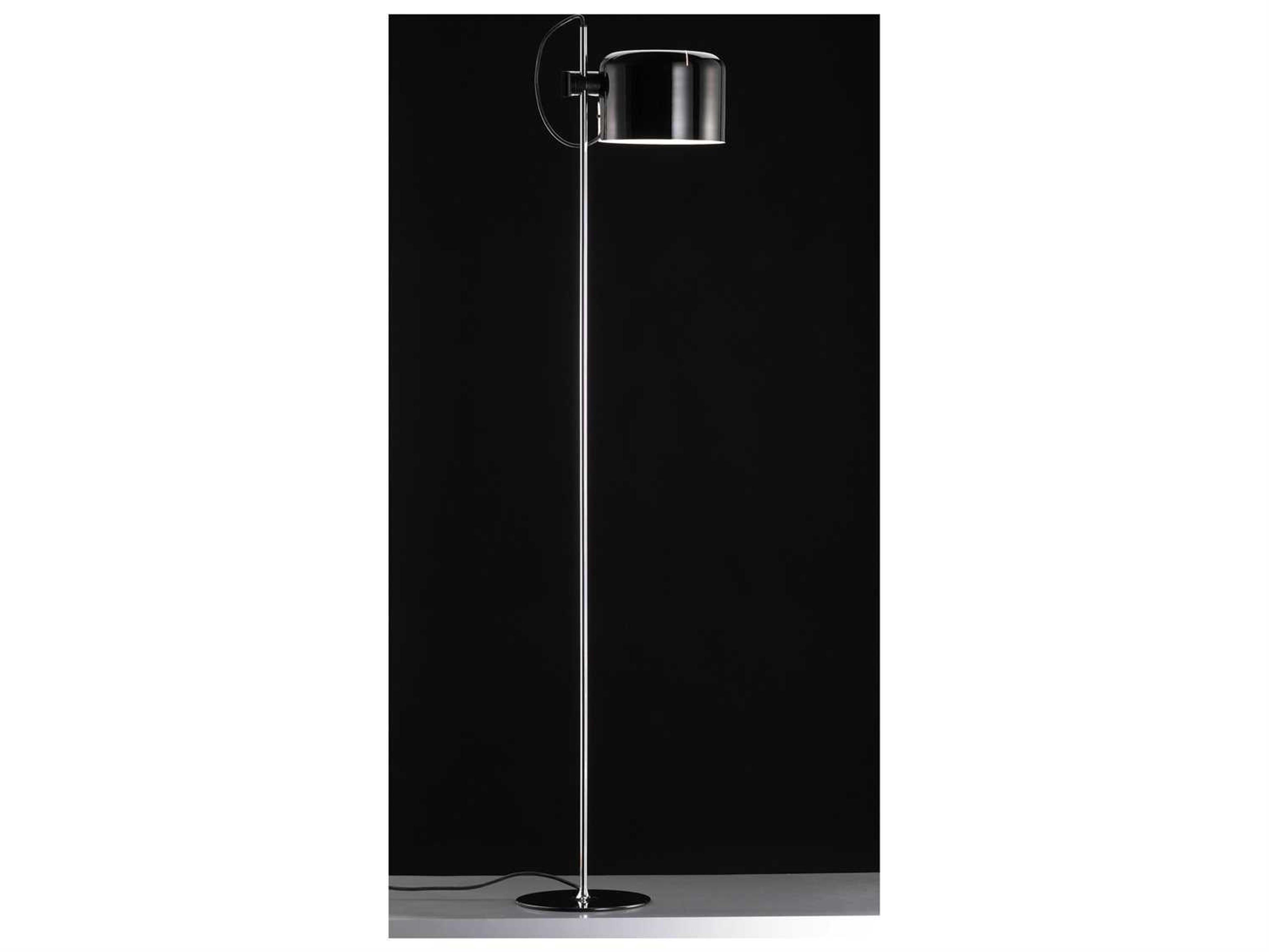 Oluce Coupe Lacquered Black Chrome Floor Lamp