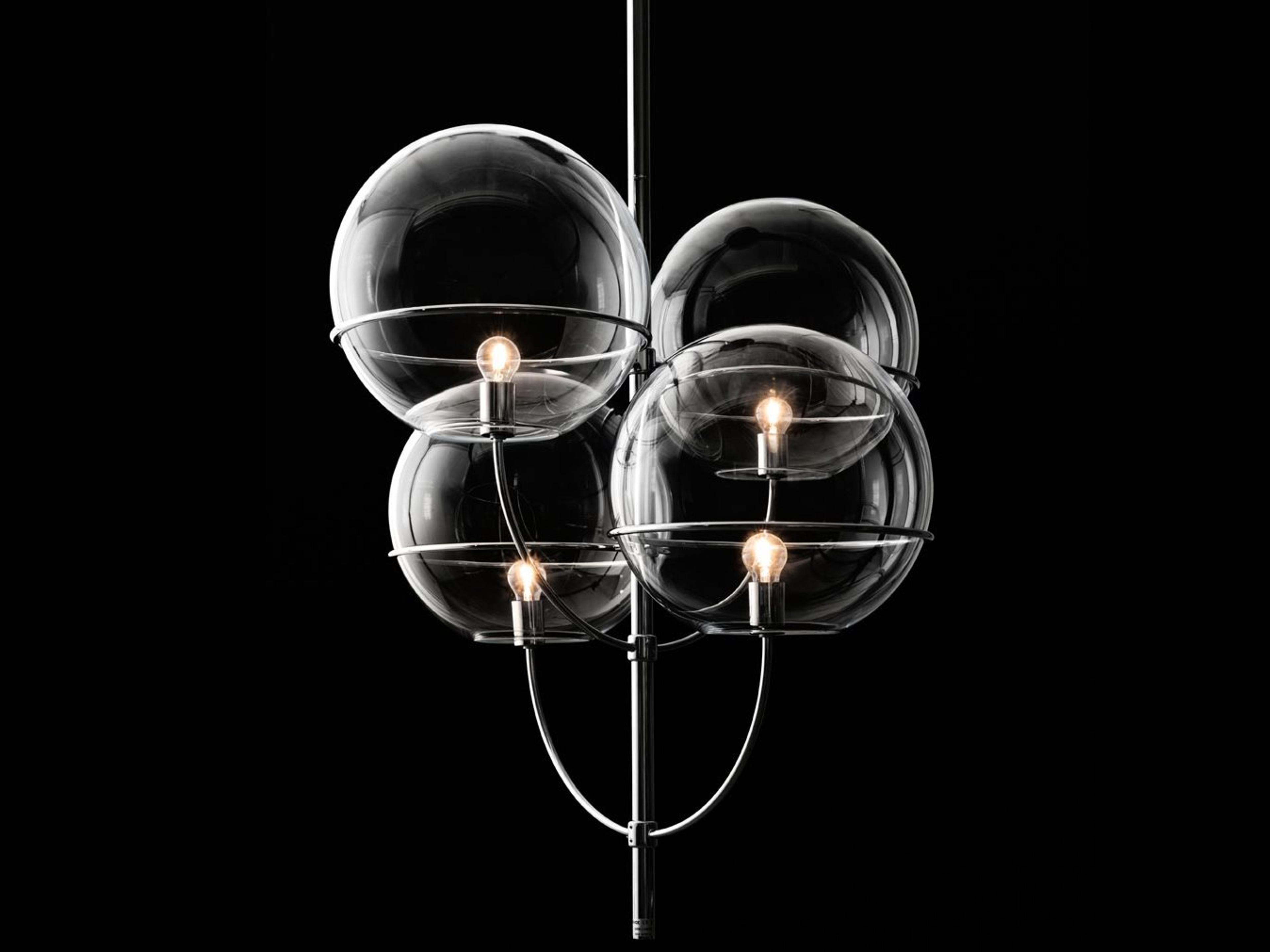 Oluce Lyndon 4-Light Chrome Glass Globe Pendant