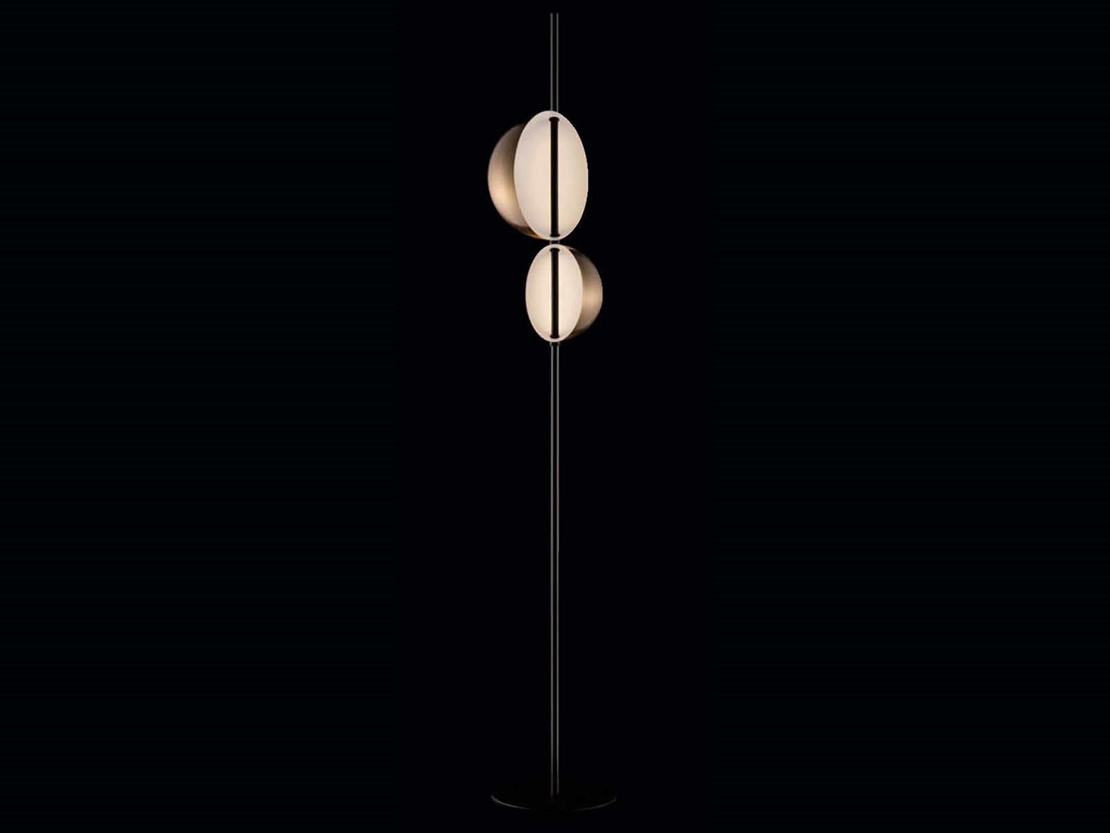 Oluce Superluna LED Gold Black Floor Lamp