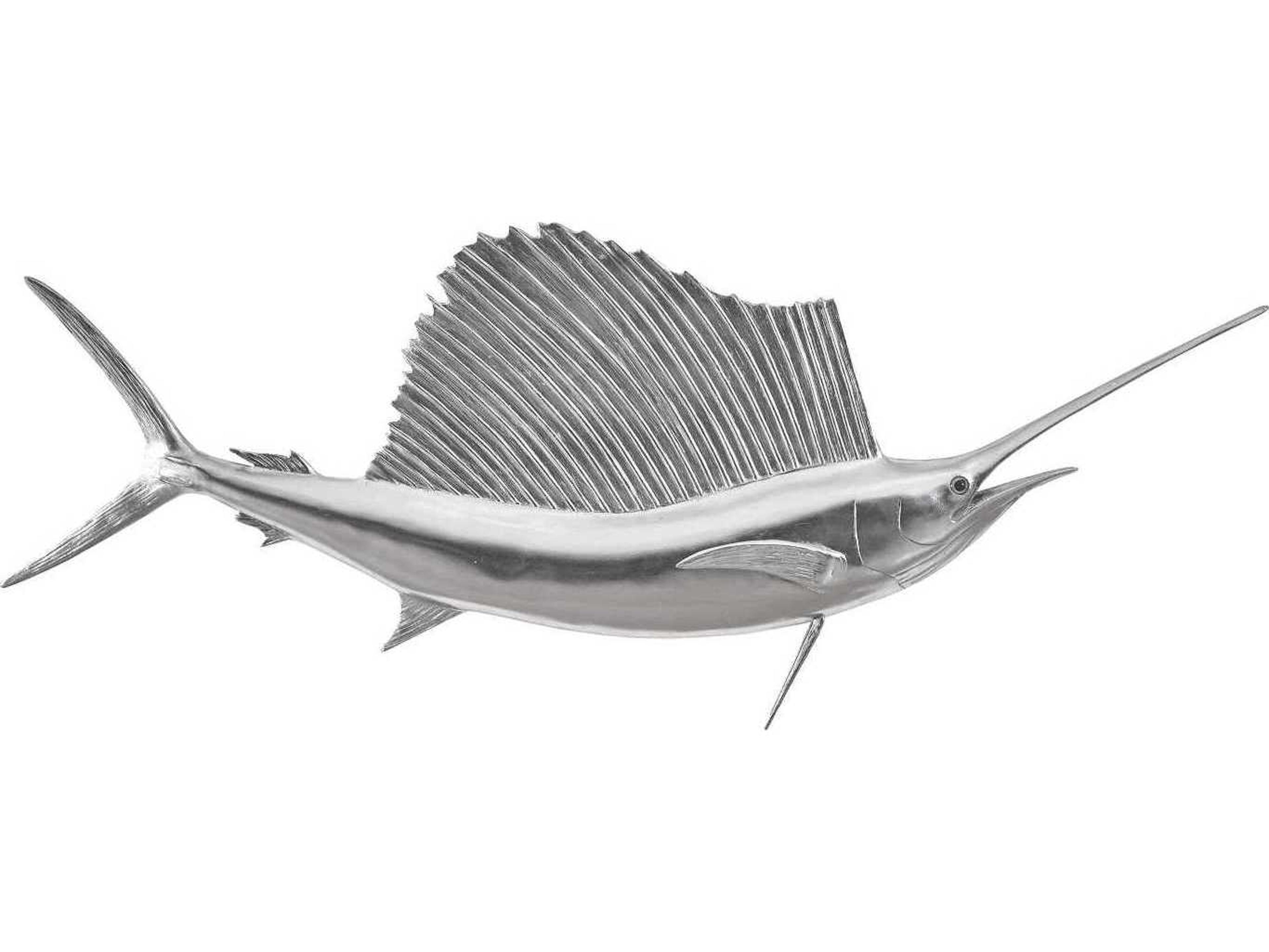 Phillips Collection Silver Leaf Sail Fish Sculpture Metal Wall Art