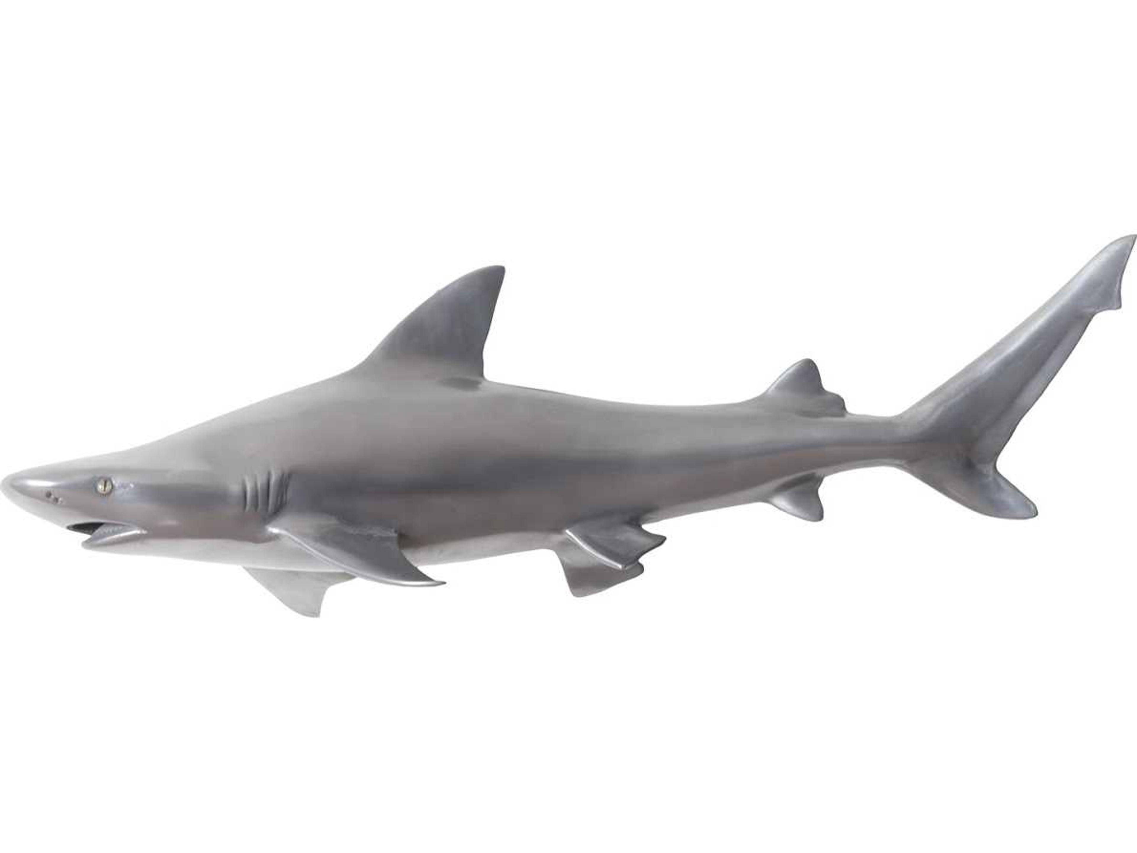 Phillips Collection Polished Aluminum Black Tip Reef Shark 3D Wall Art