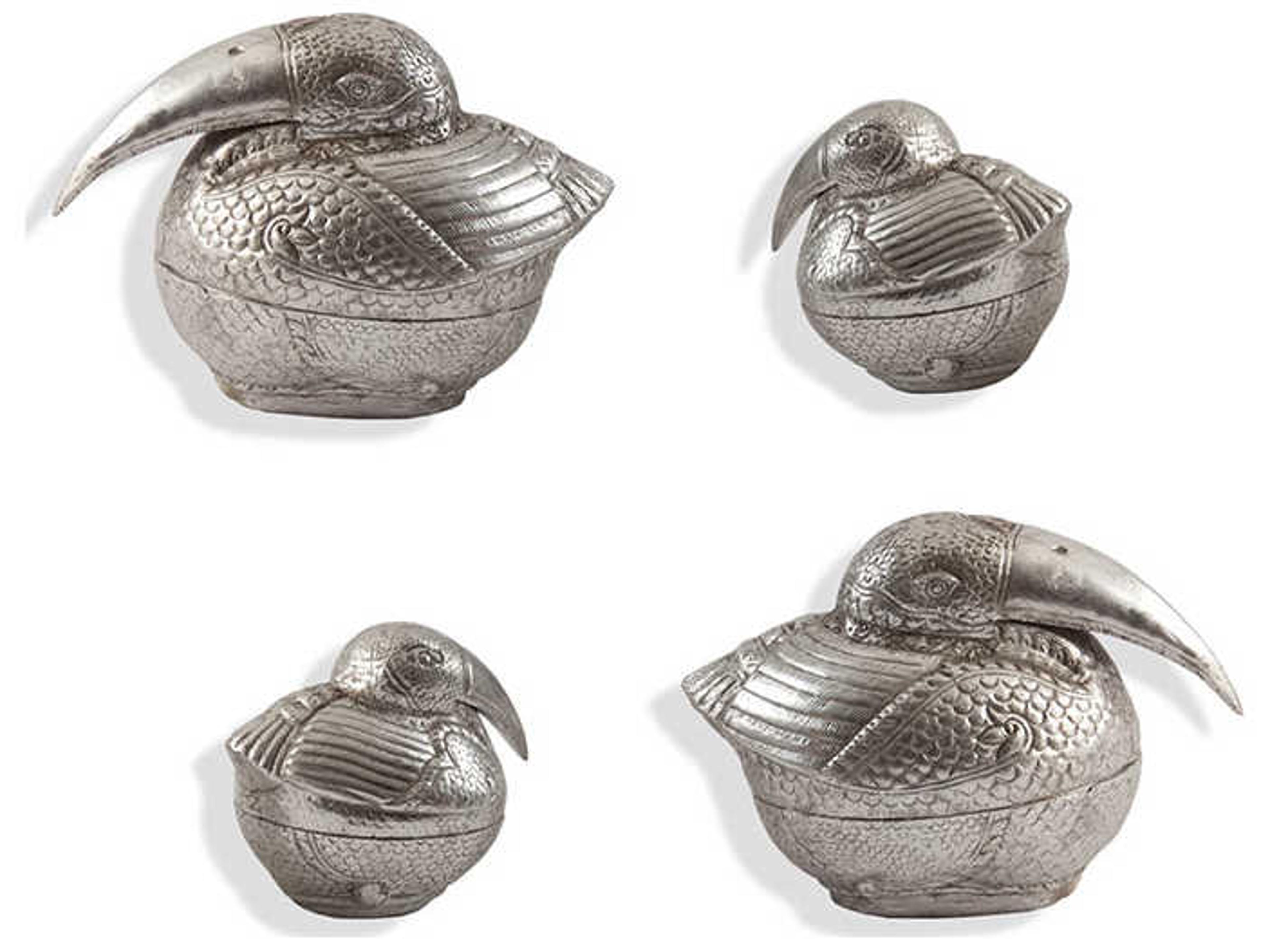 Phillips Collection Silver Leaf Kiwi Birds Wall Art Set of 4