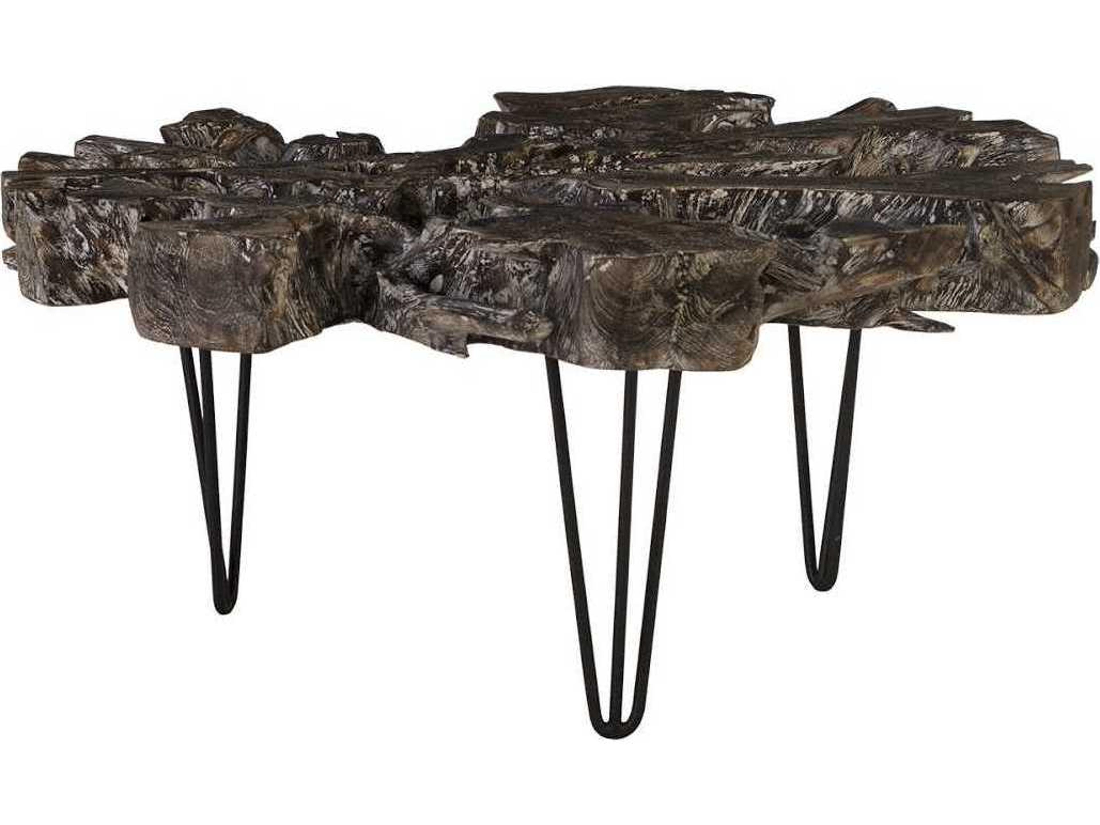 Phillips Collection Round Wood Grey Coffee Table