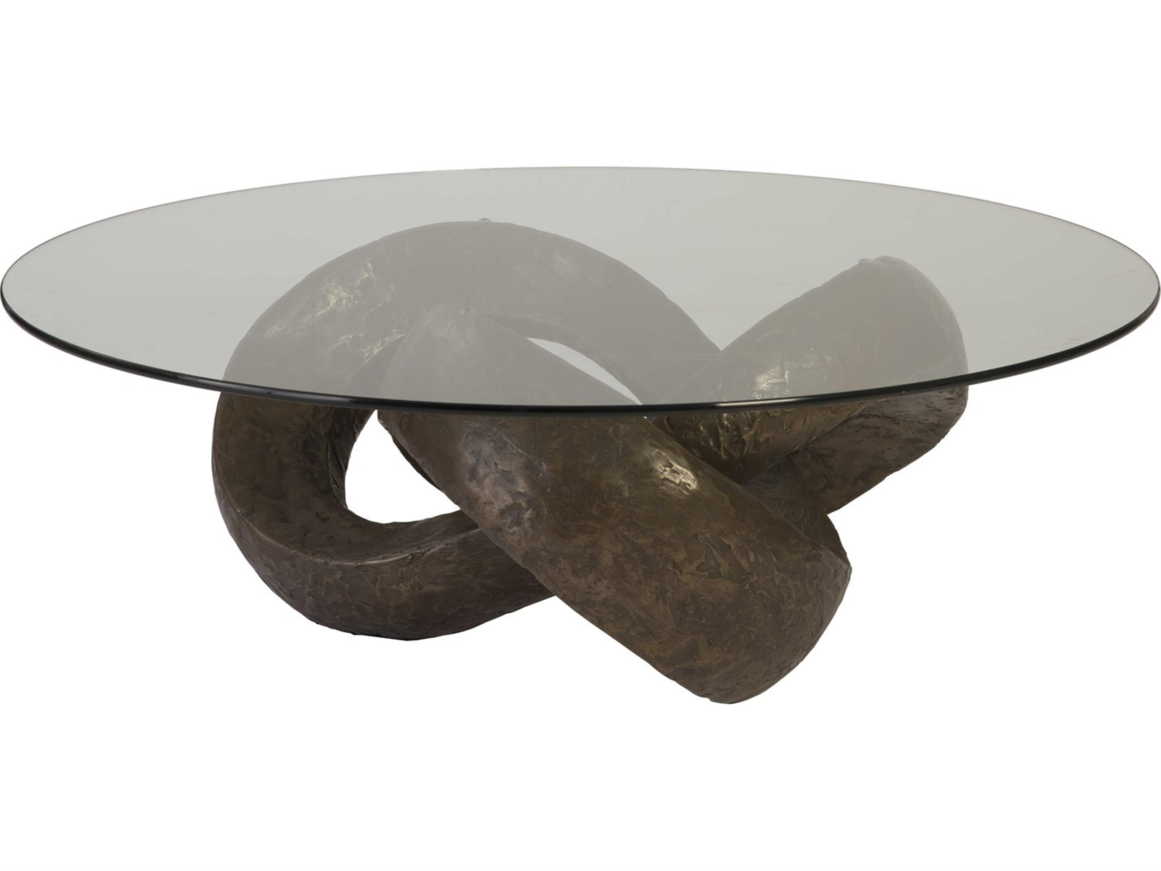 Phillips Collection Round Glass Bronze Coffee Table