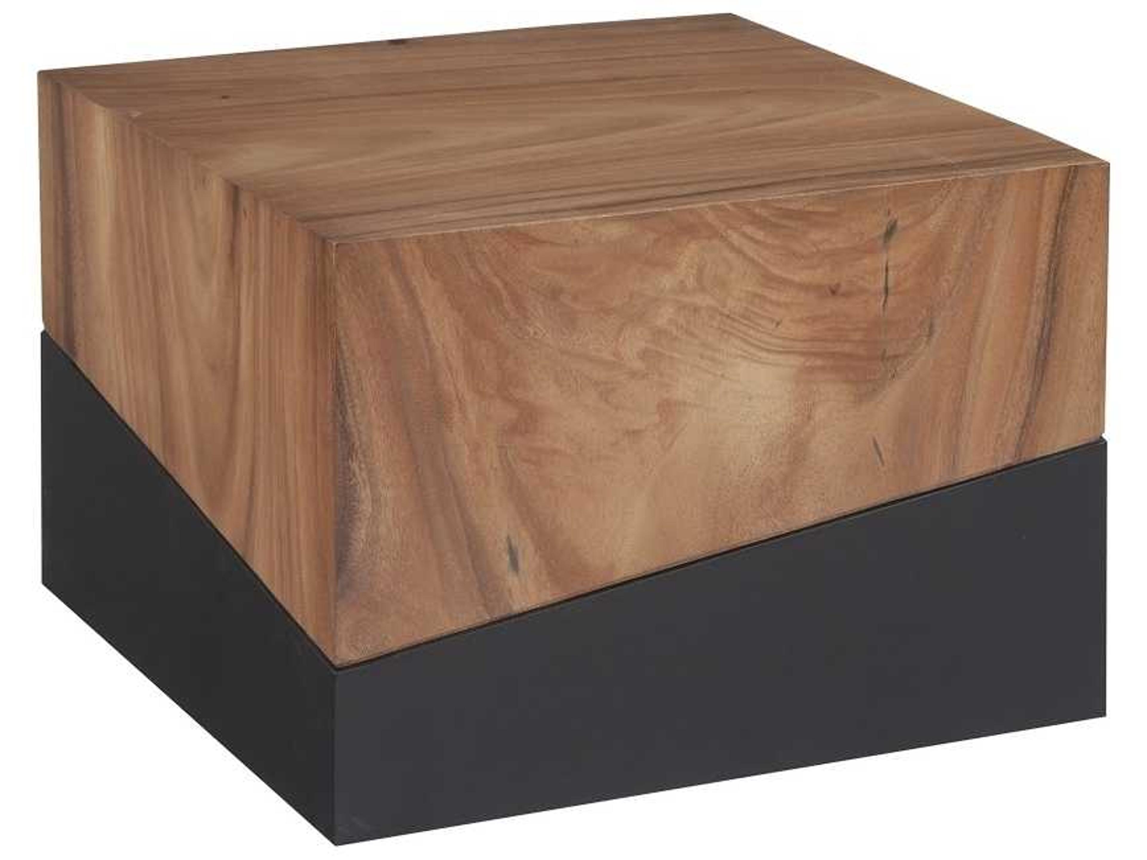 Phillips Collection Square Wood Natural Brown Black Coffee Table