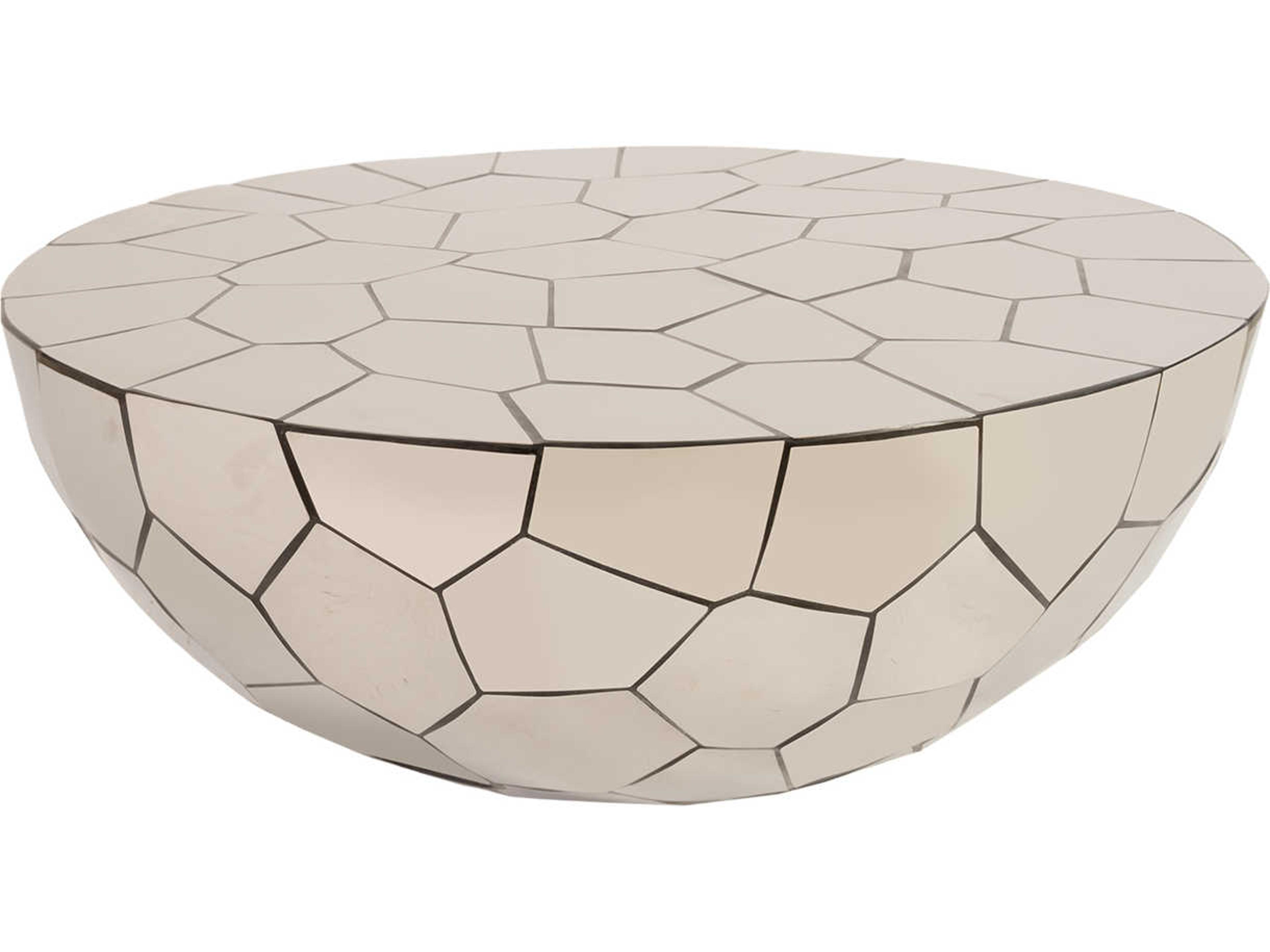 Phillips Collection Crazy Cut Round Metal Black Silver Coffee Table