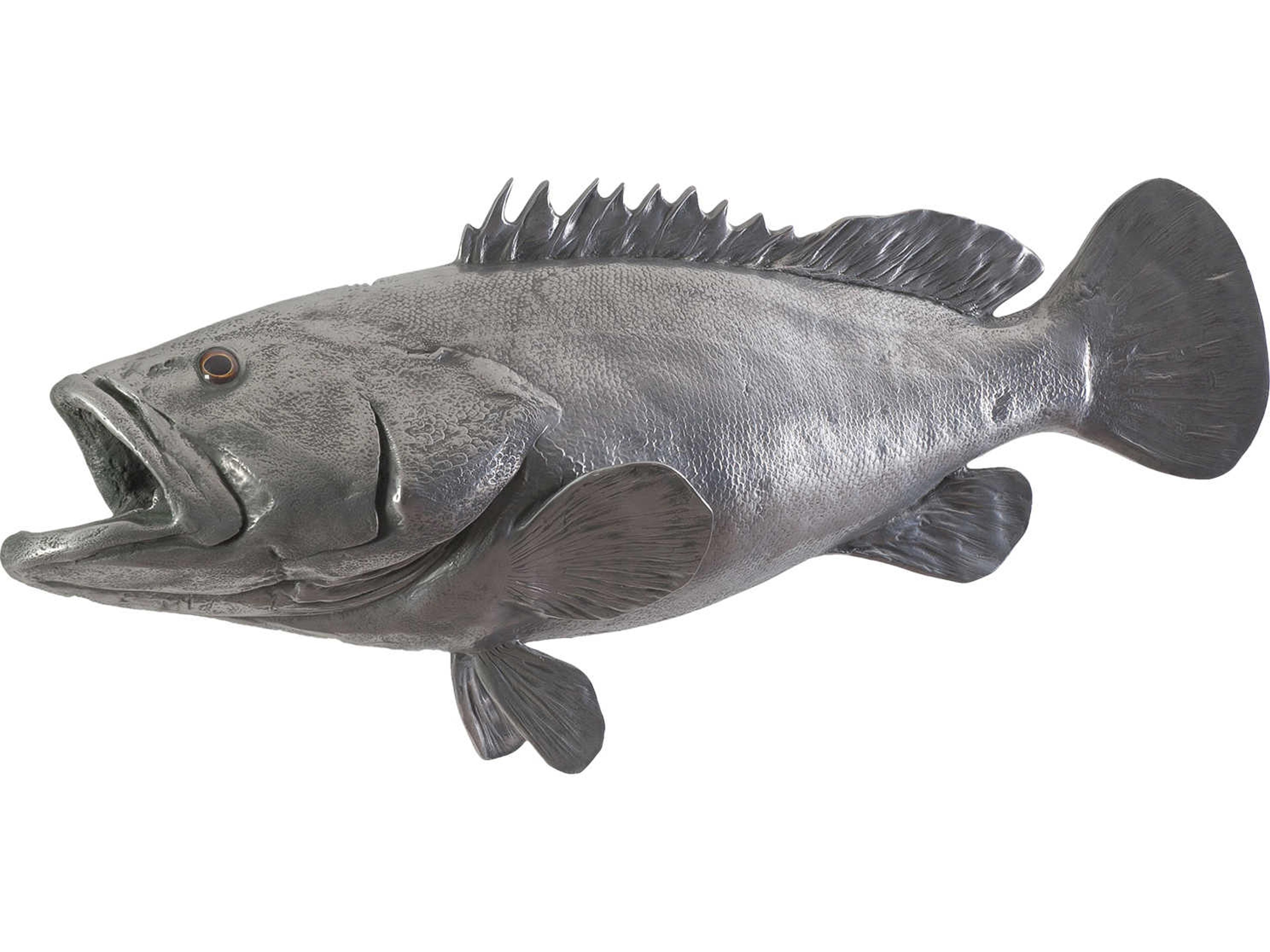 Phillips Collection Polished Aluminum Estuary Cod Fish 3D Wall Art