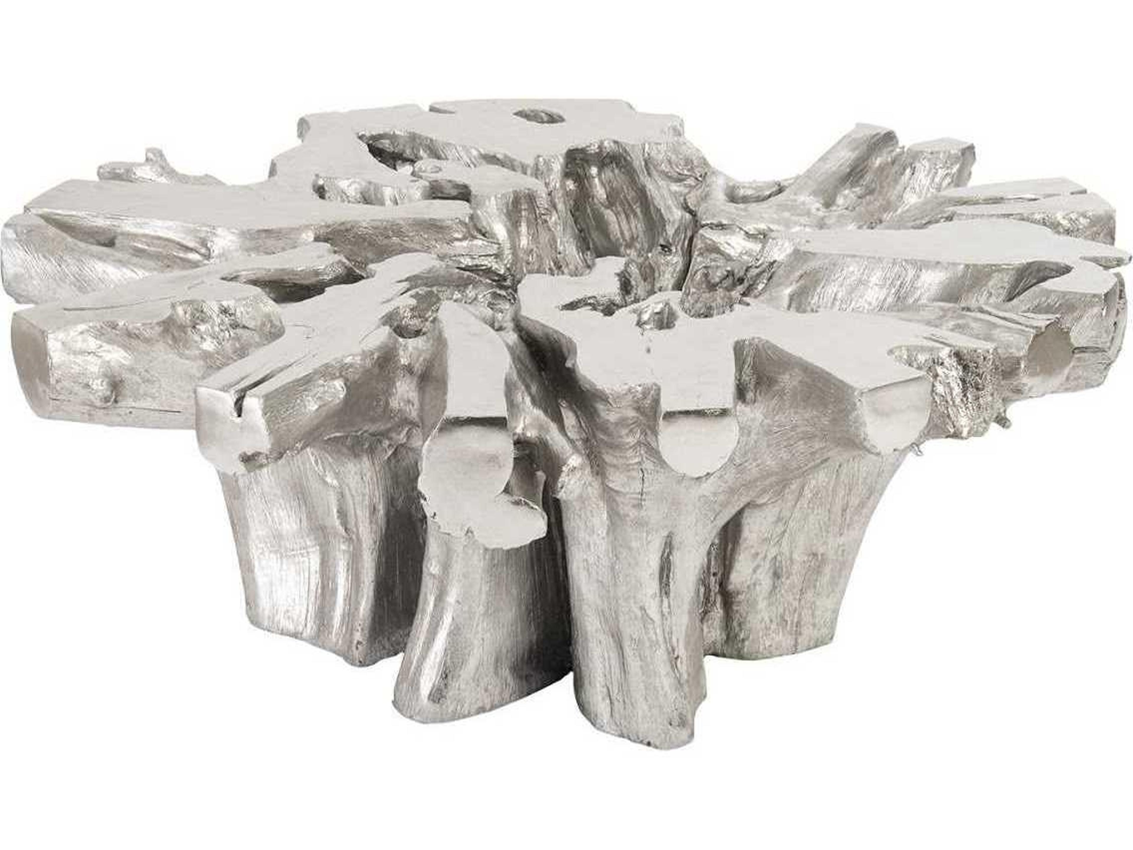 Phillips Collection Freeform Round Silver Leaf Coffee Table