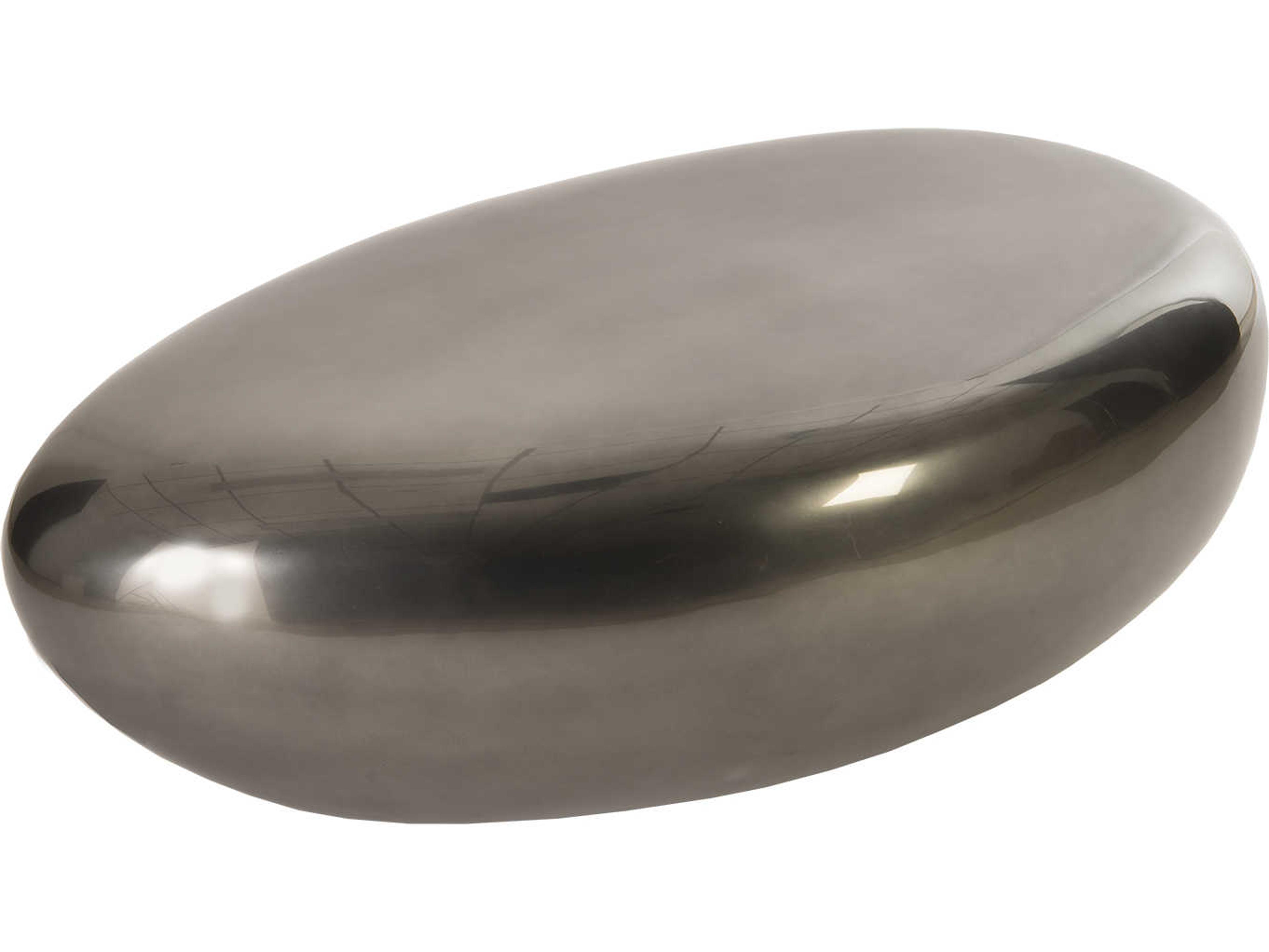 Phillips Collection Outdoorriver Stone Oval Liquid Silver Coffee Table