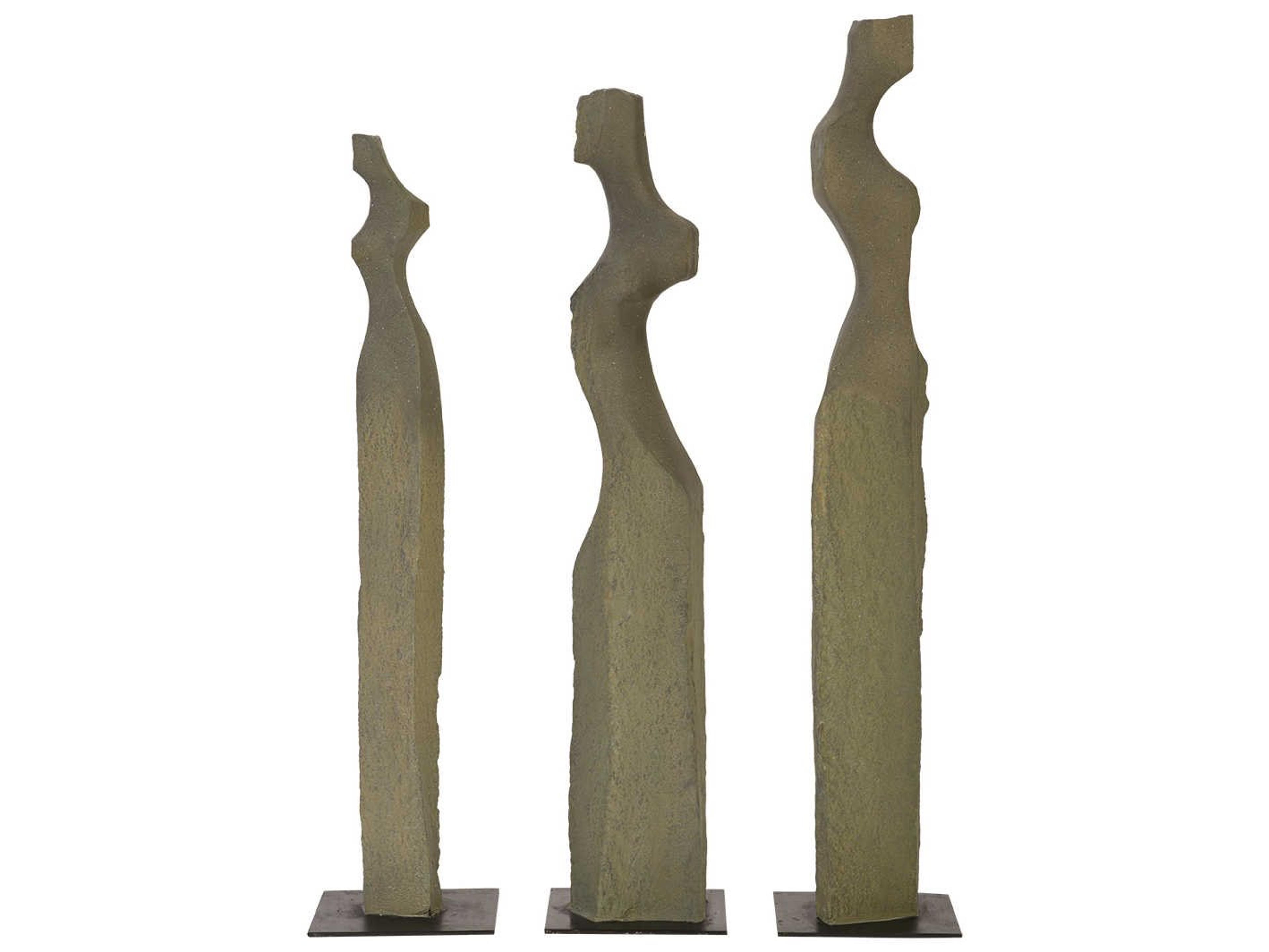 Phillips Collection Grey Cast Women Sculpture Set of 3
