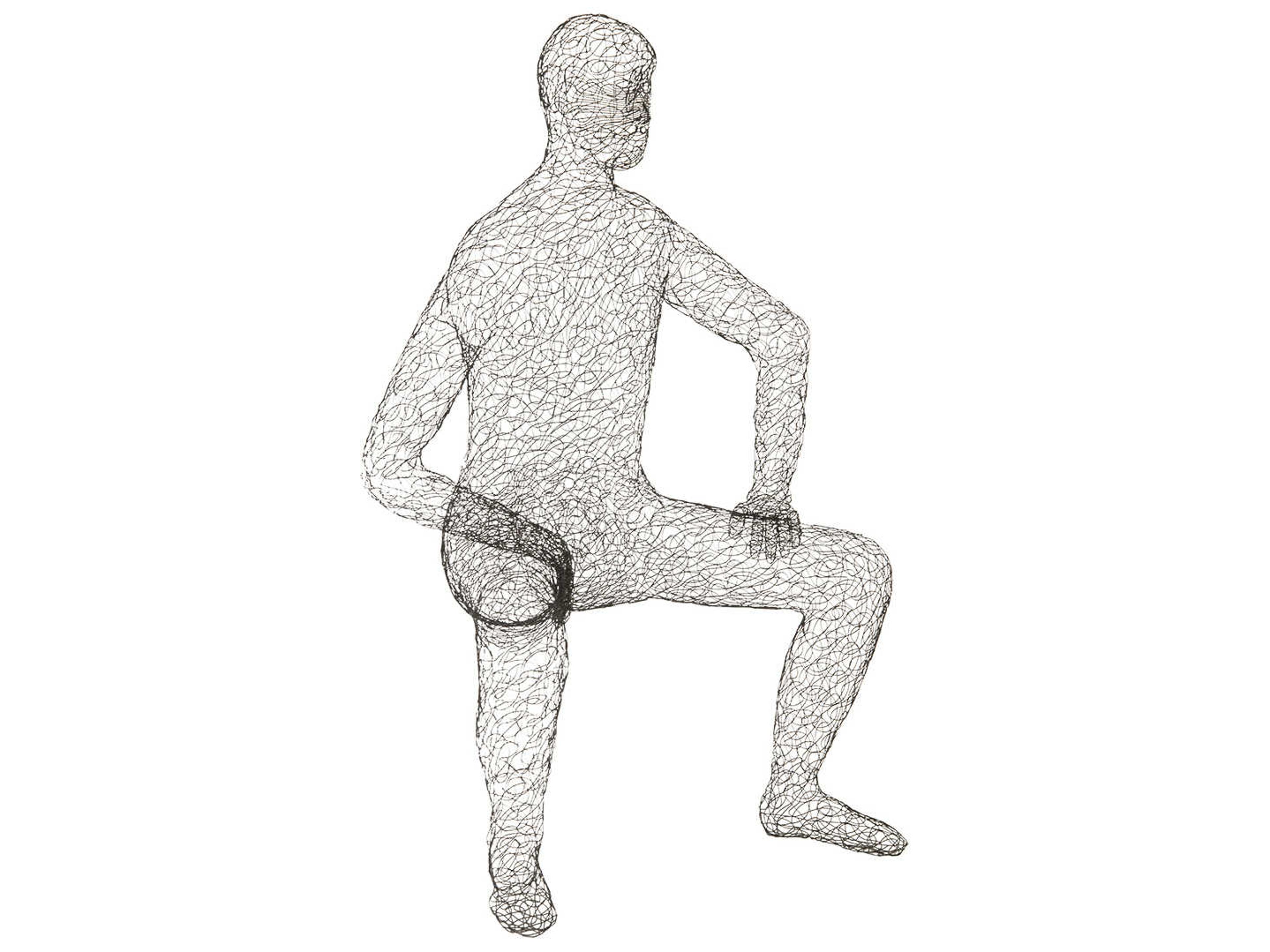 Phillips Collection Black Crazy Wire Lounging Male Sculpture