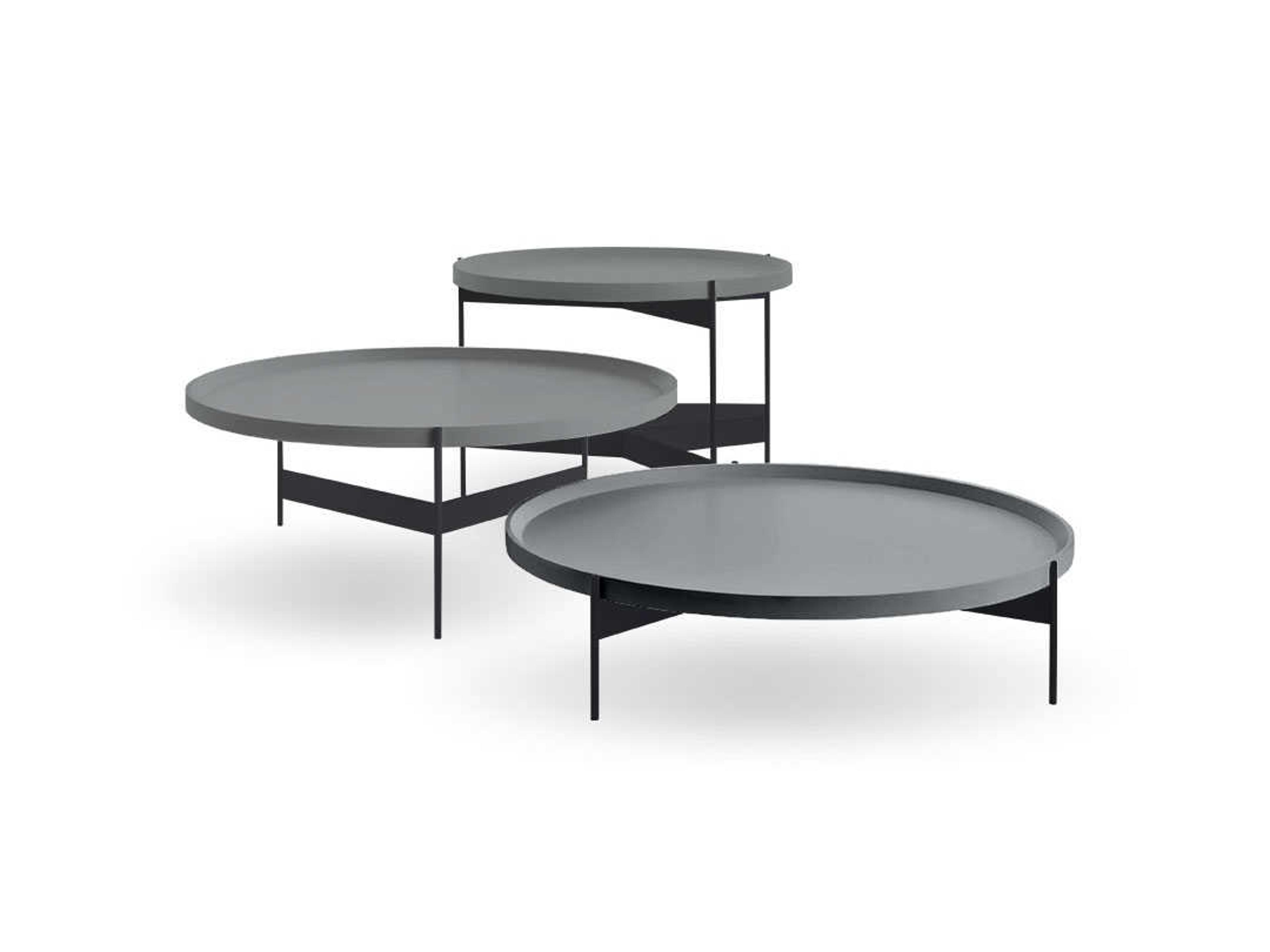 Pianca Abaco Round Metal Matt Dark Grey Charcoal Coffee Table
