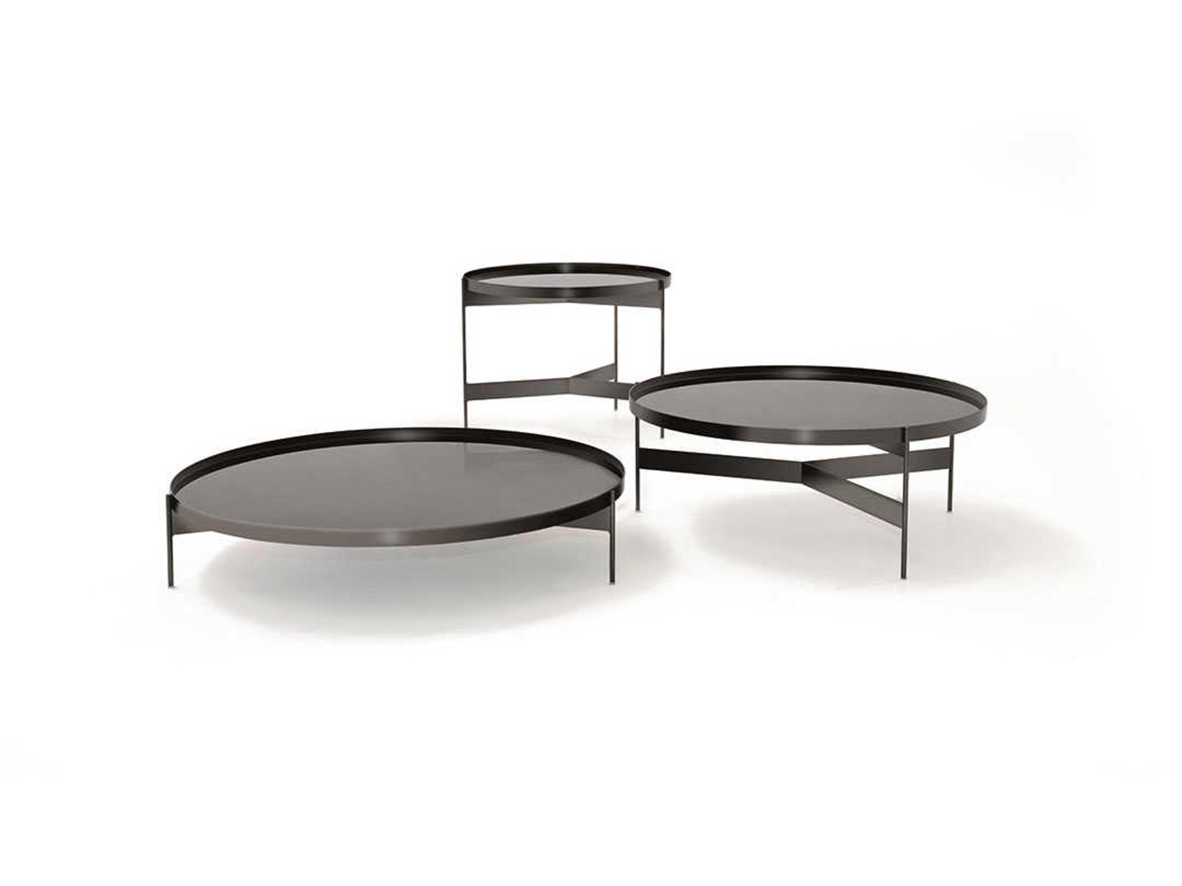 Pianca Abaco Round Metal Glossy Titanium Coffee Table