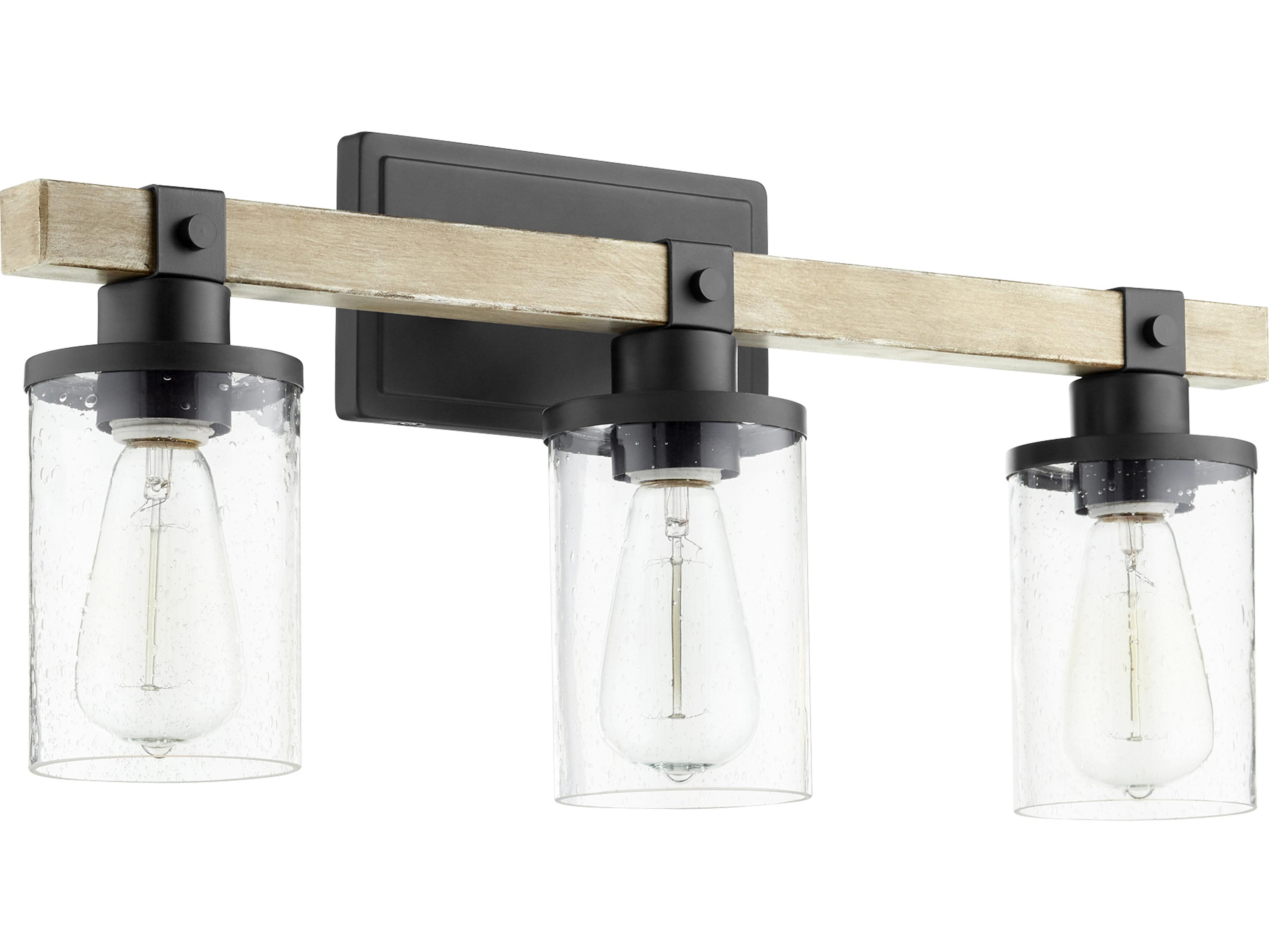 Quorum Alpine 3-Light Noir With Driftwood Black Glass Vanity Light