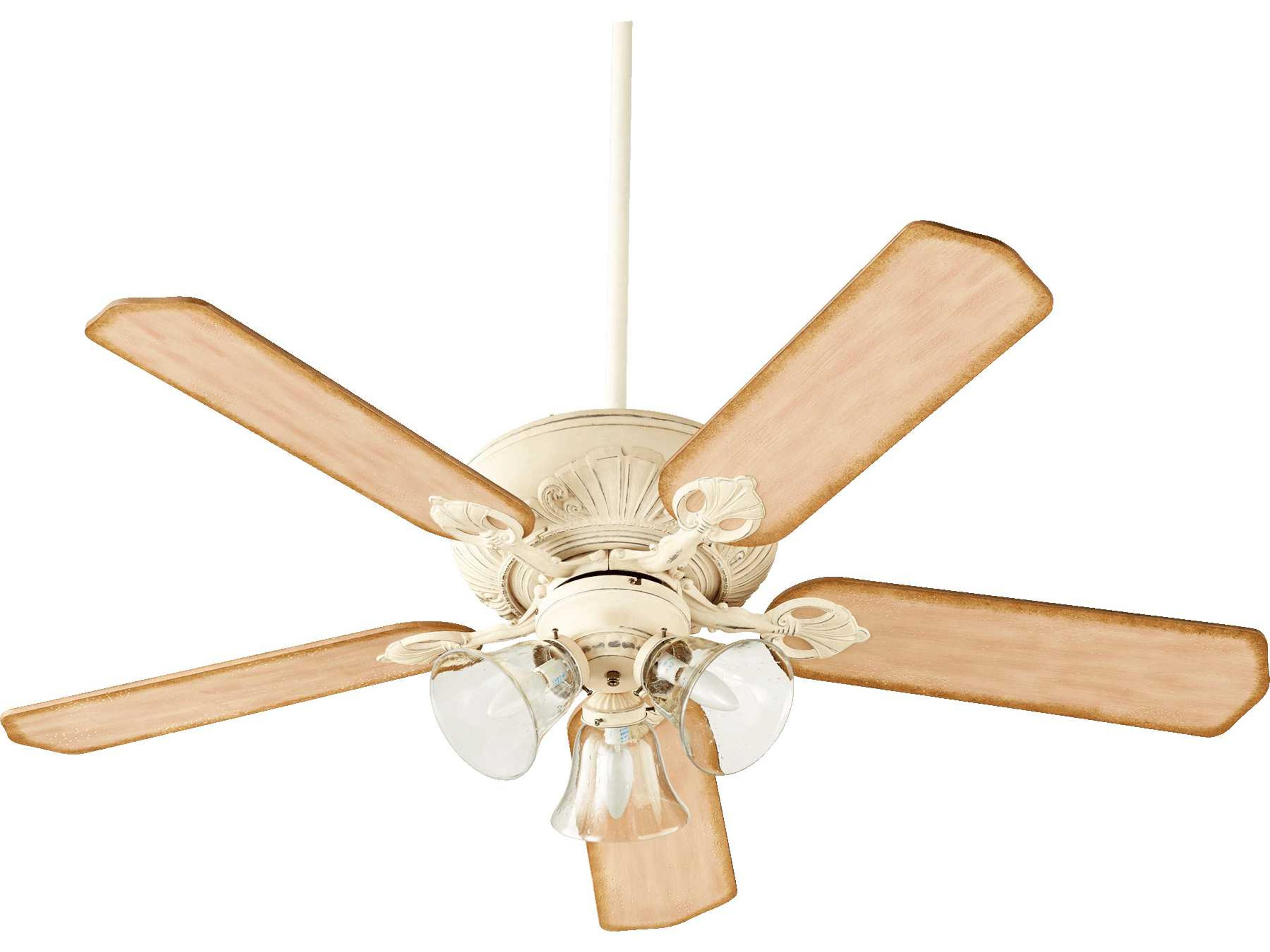 Quorum International Chateaux Uni-Pack Persian White with Clear Seeded Glass 3 - Light 52" Ceiling Fan