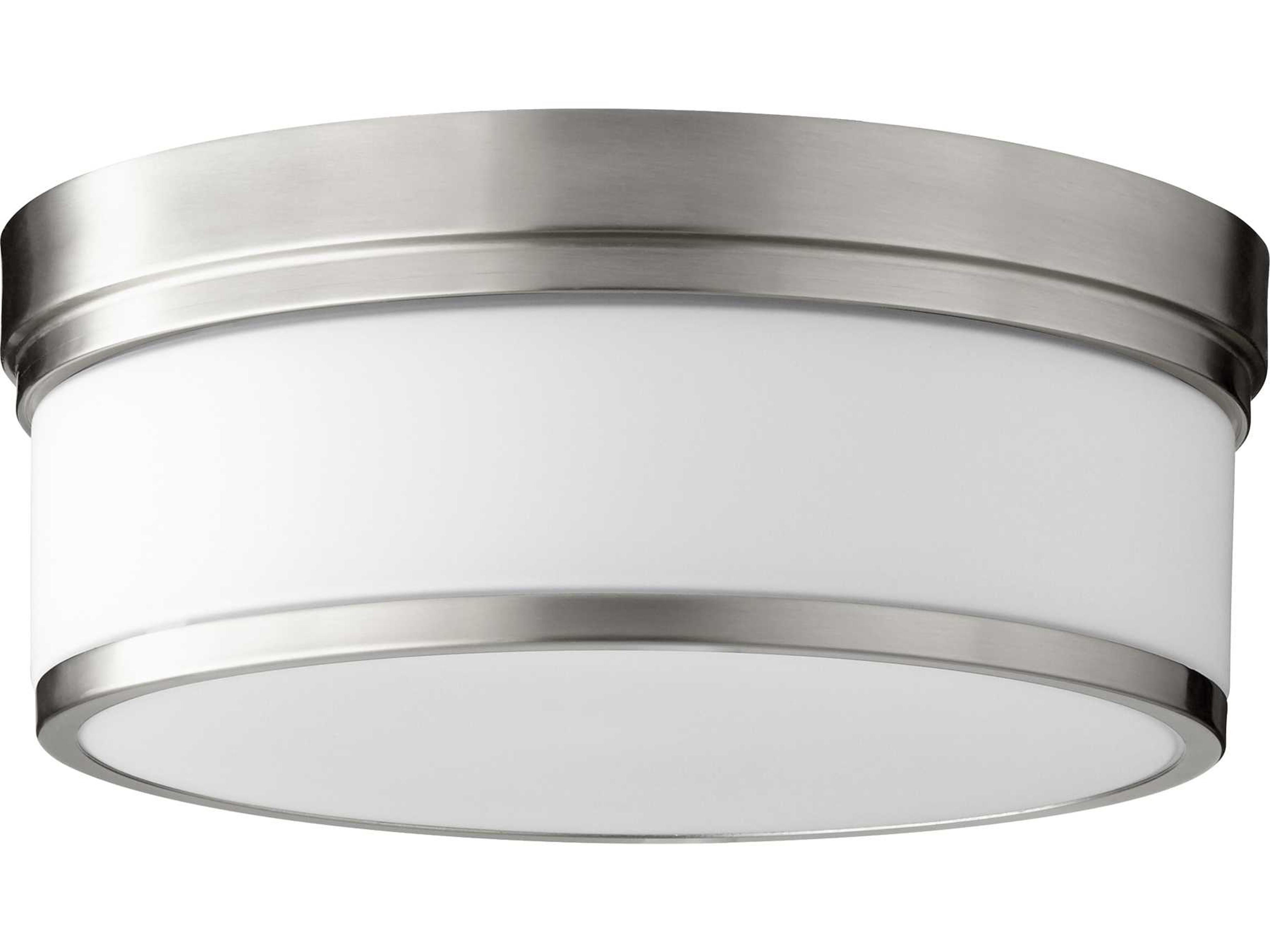 Quorum Celeste 3-Light Satin Nickel Glass Drum Flush Mount